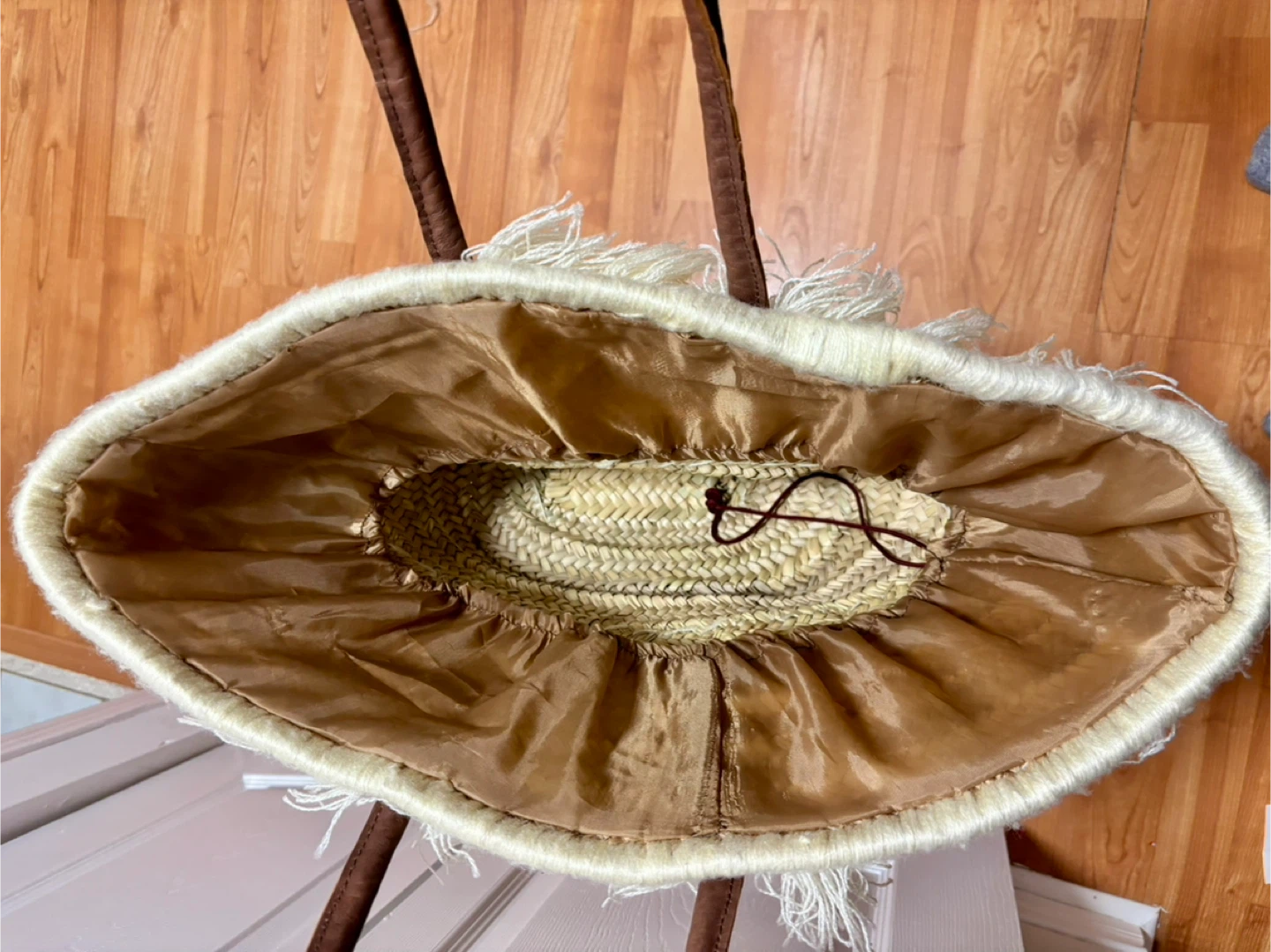 Handwoven Moroccan Straw Fringe Tote – Boho Tiered Market Bag - photo 3