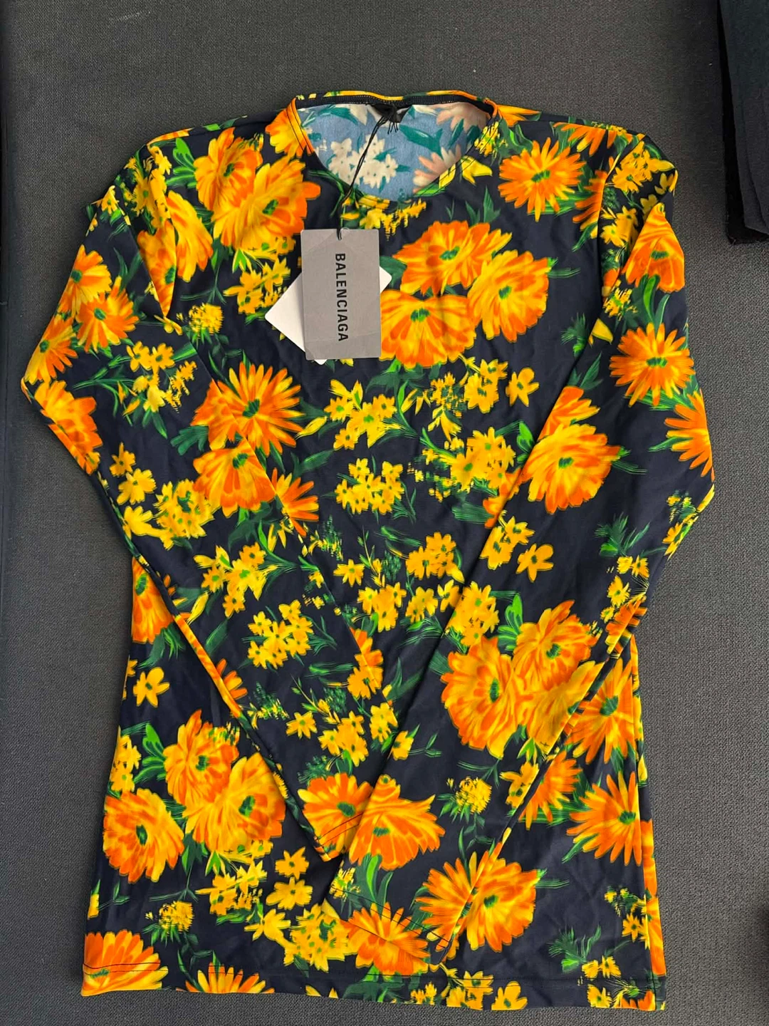 Balenciaga Floral Long Sleeve Fitted Top