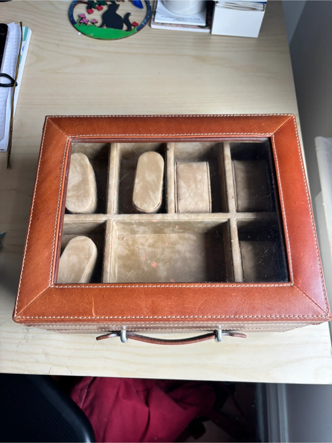 Brown Faux Leather Watch and Jewellery Box with Drawer - photo 3