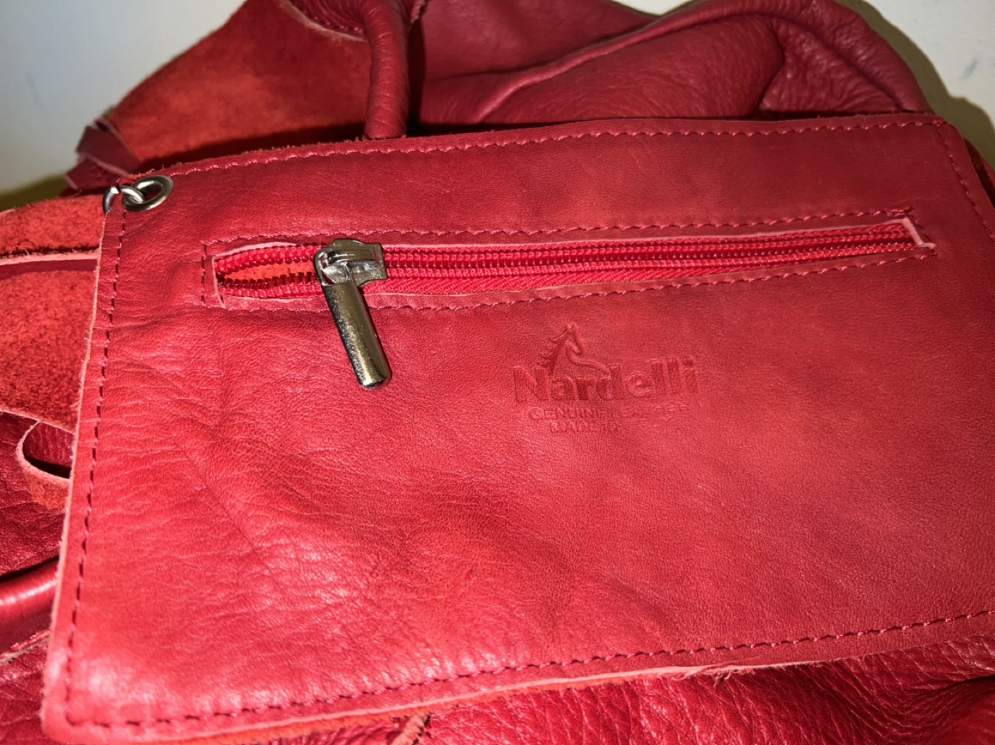 Nardelli Red Genuine Leather Hobo Bag with Matching Pouch - photo 2