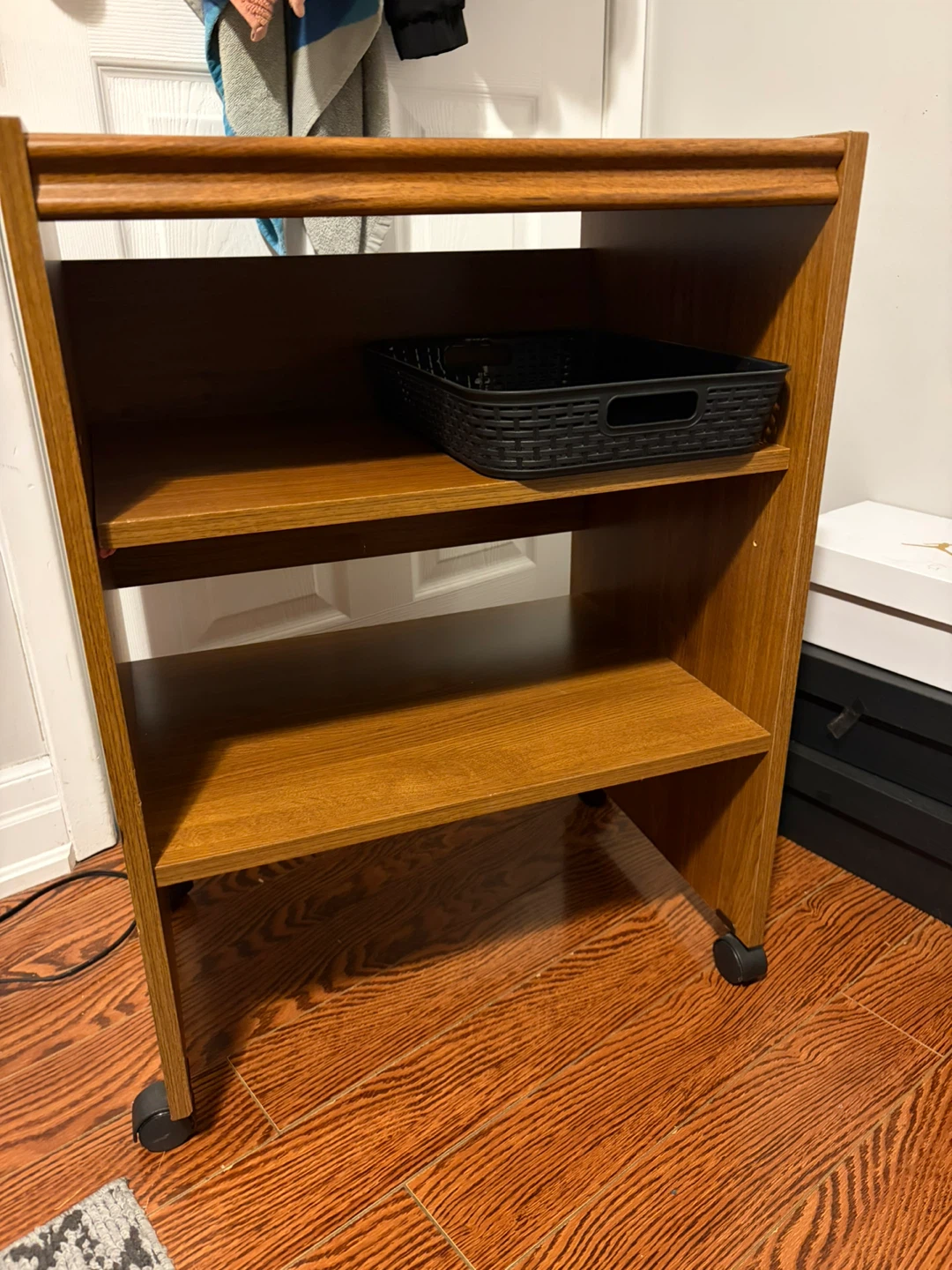 Wood 3-Tier Rolling Cart