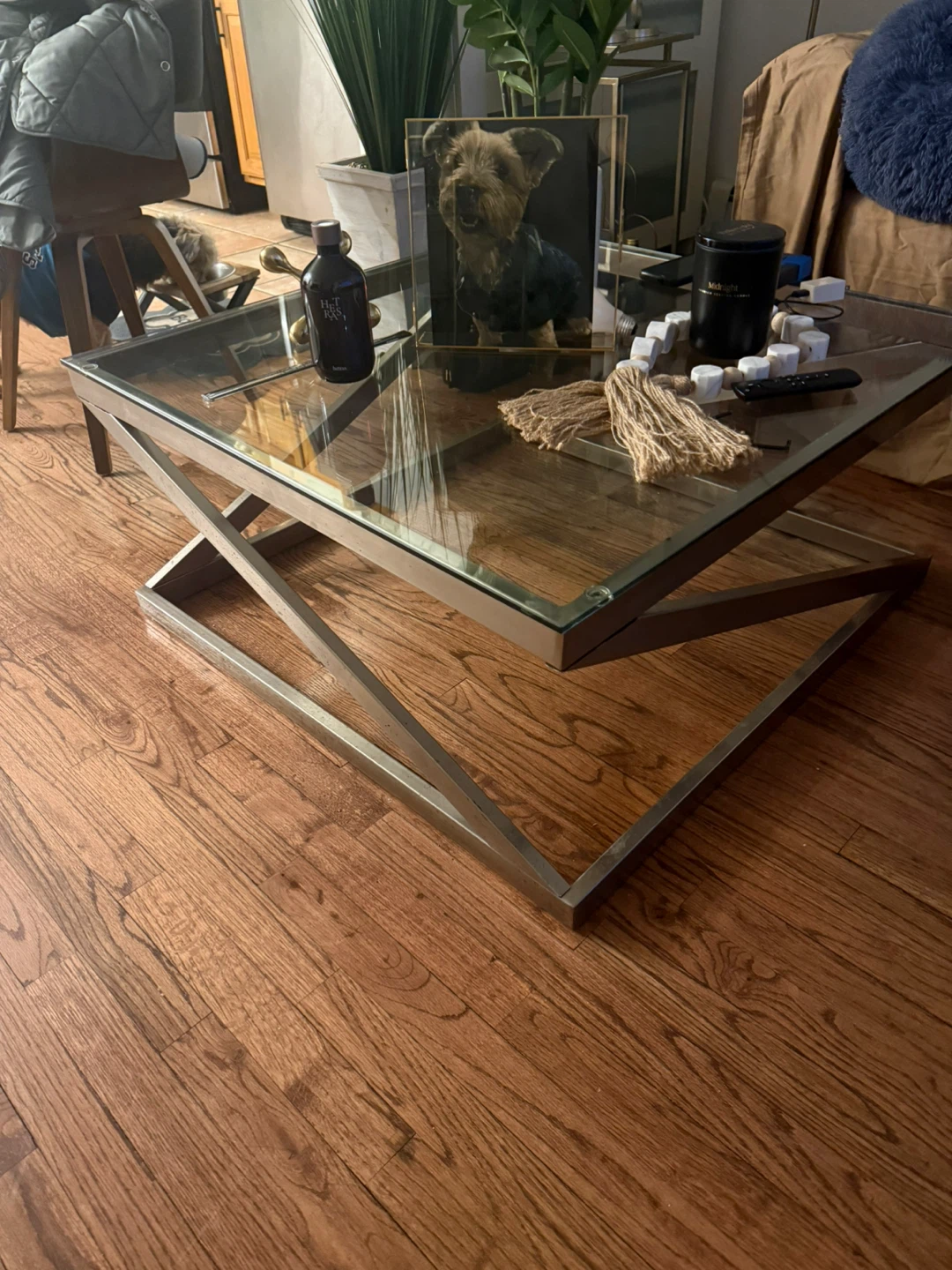 Glass Top Coffee Table with Metal Frame - photo 2