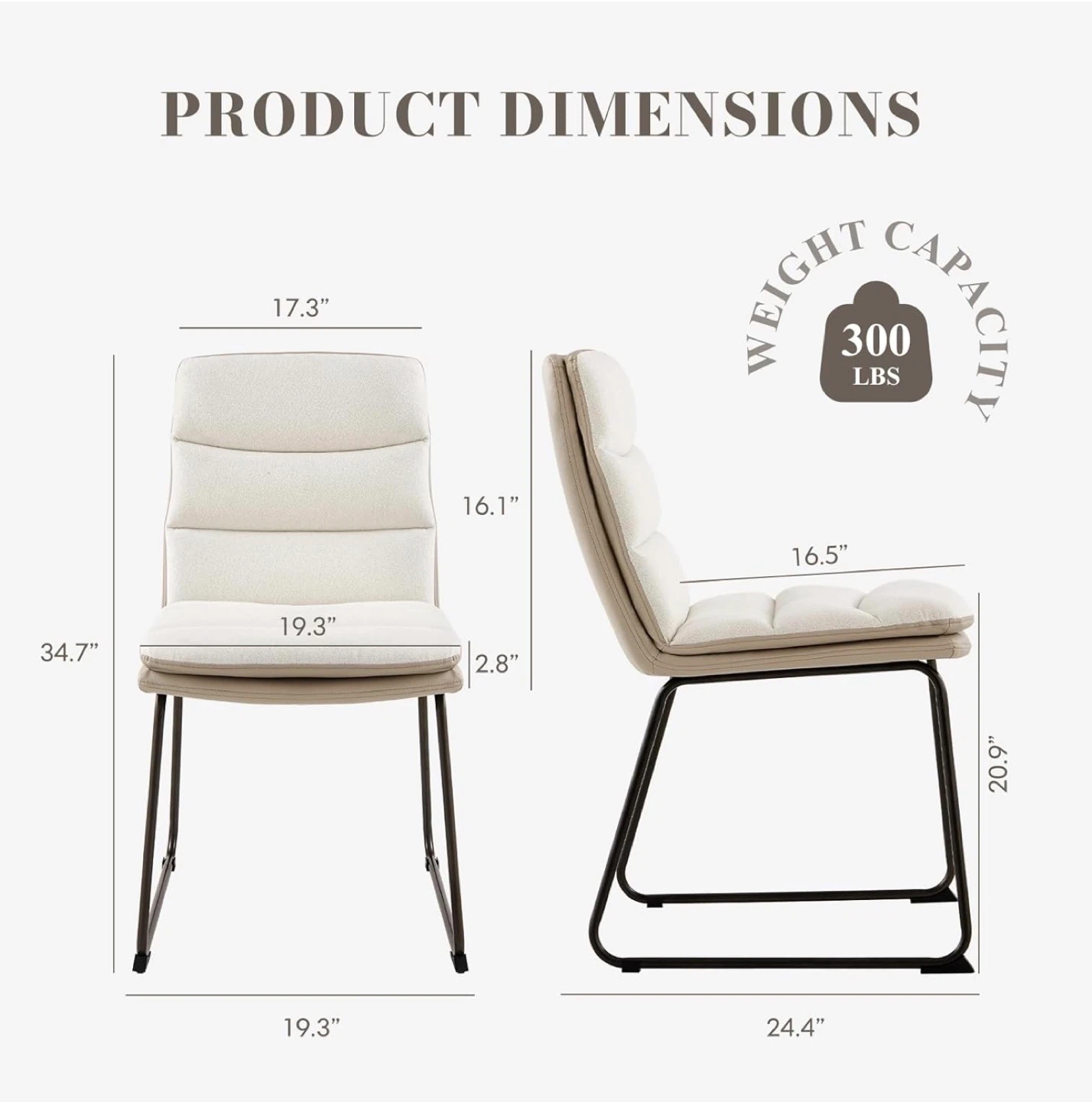 Set of 4 Beige Upholstered Dining Chairs - photo 3