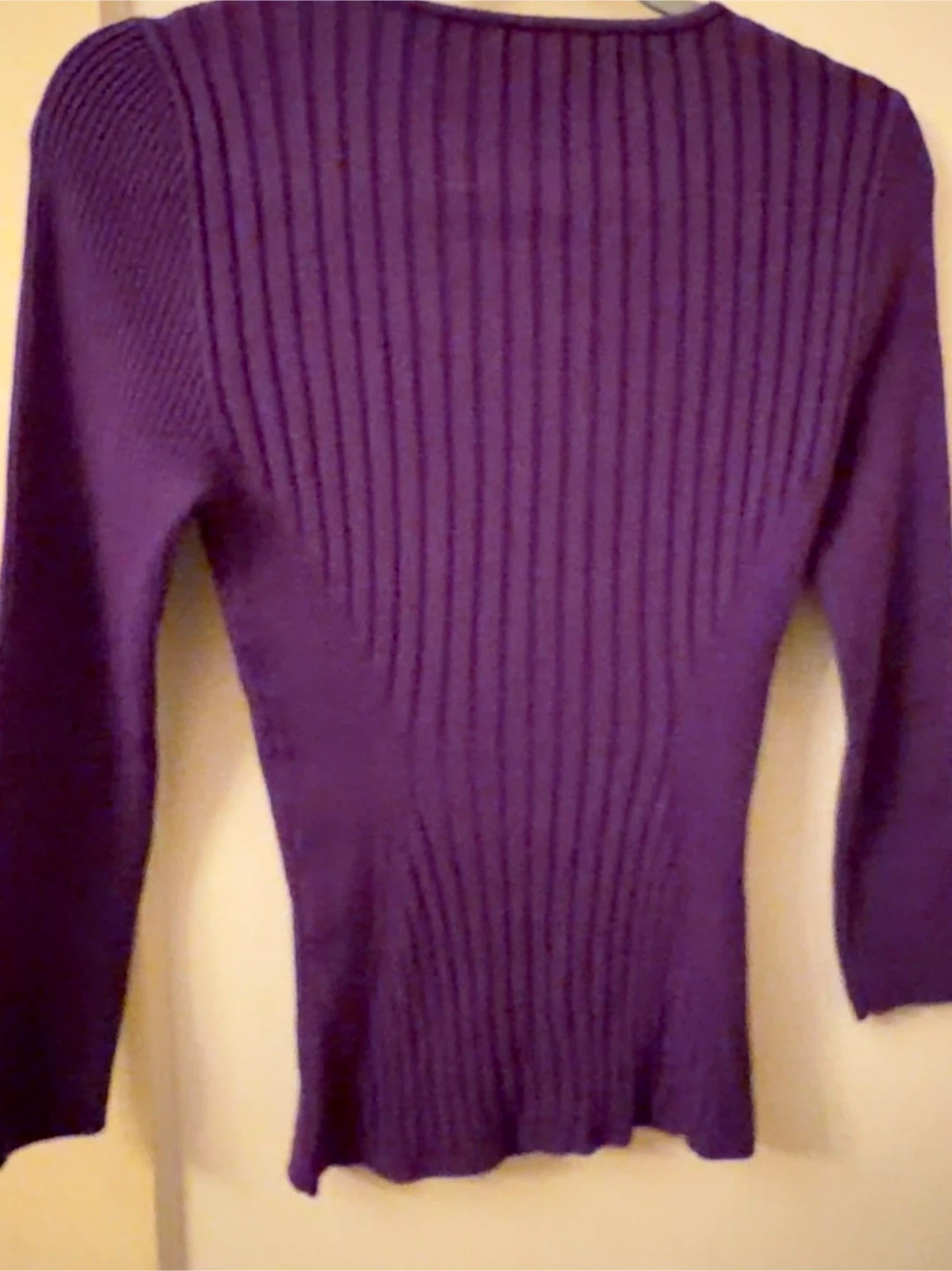 White House Black Market Purple Ribbed Knit Top Size S - photo 2