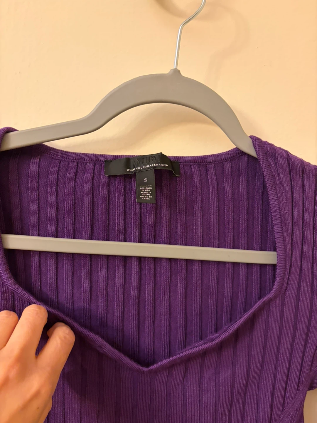 White House Black Market Purple Ribbed Knit Top Size S - photo 3