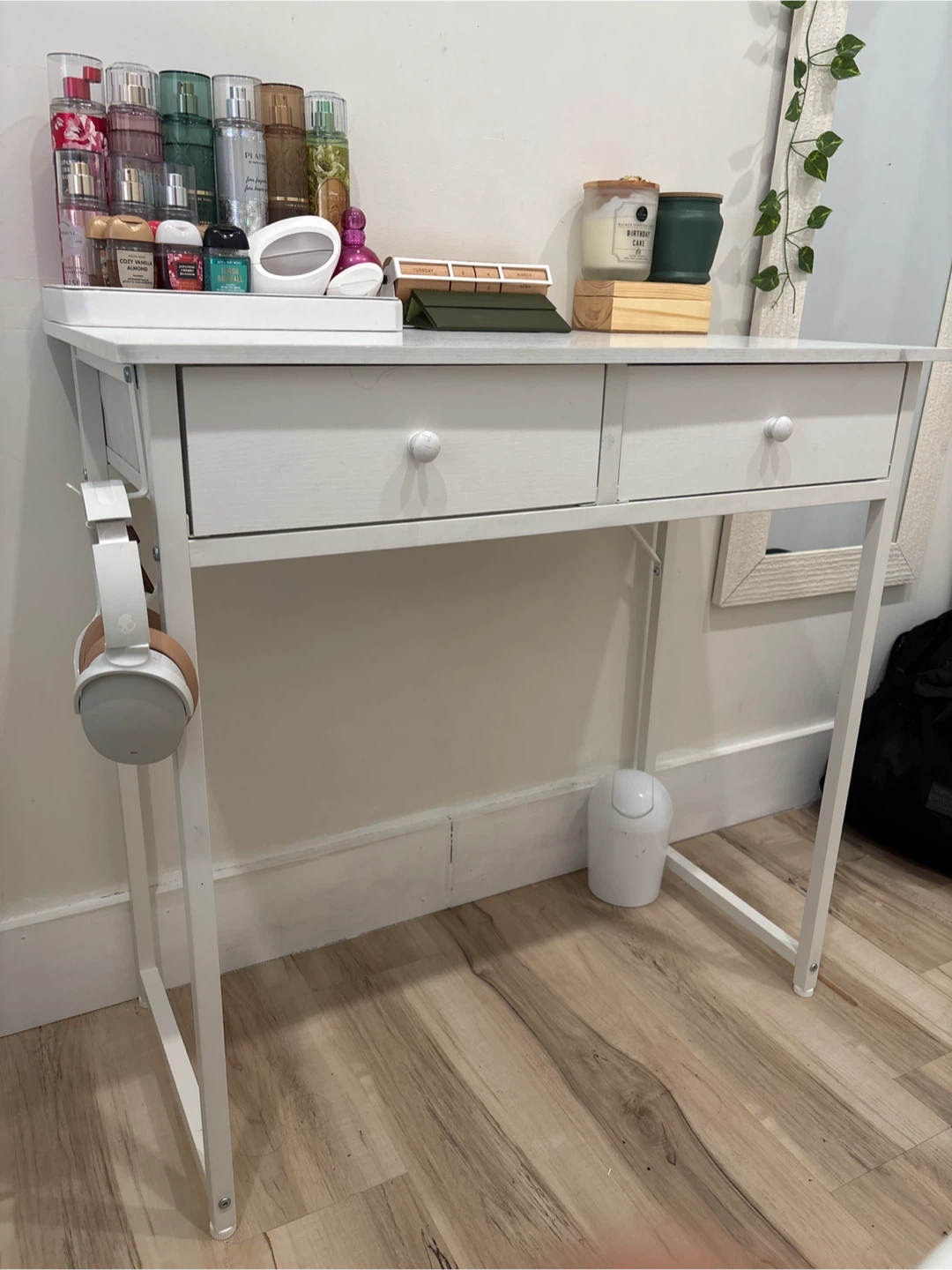White Vanity Desk with Two Drawers - photo 2