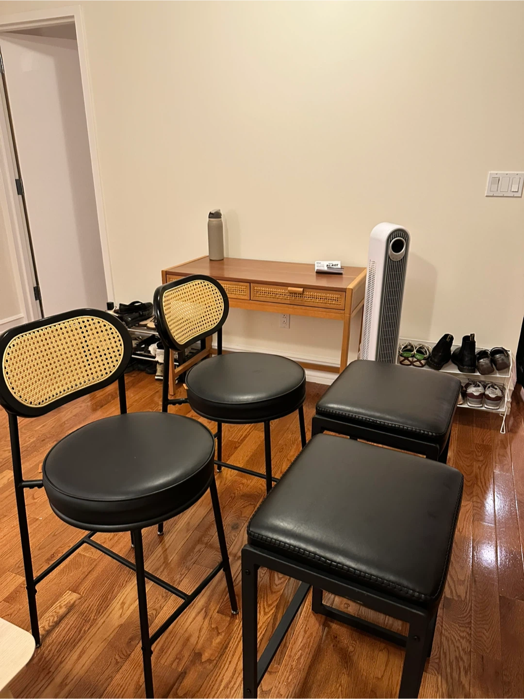 Set of 4 Black Counter Height cushioned chairs