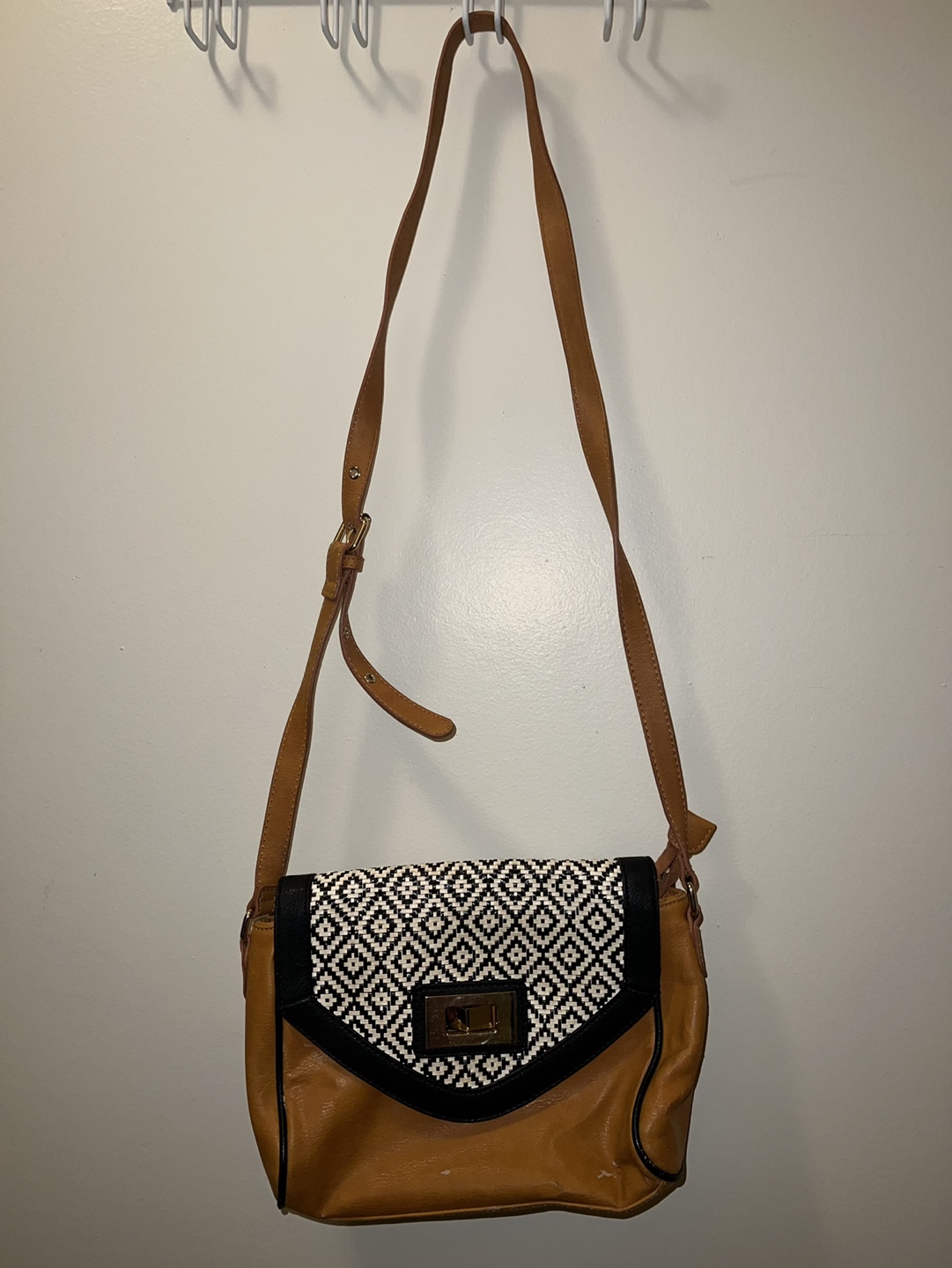 Tan and Black Crossbody Purse