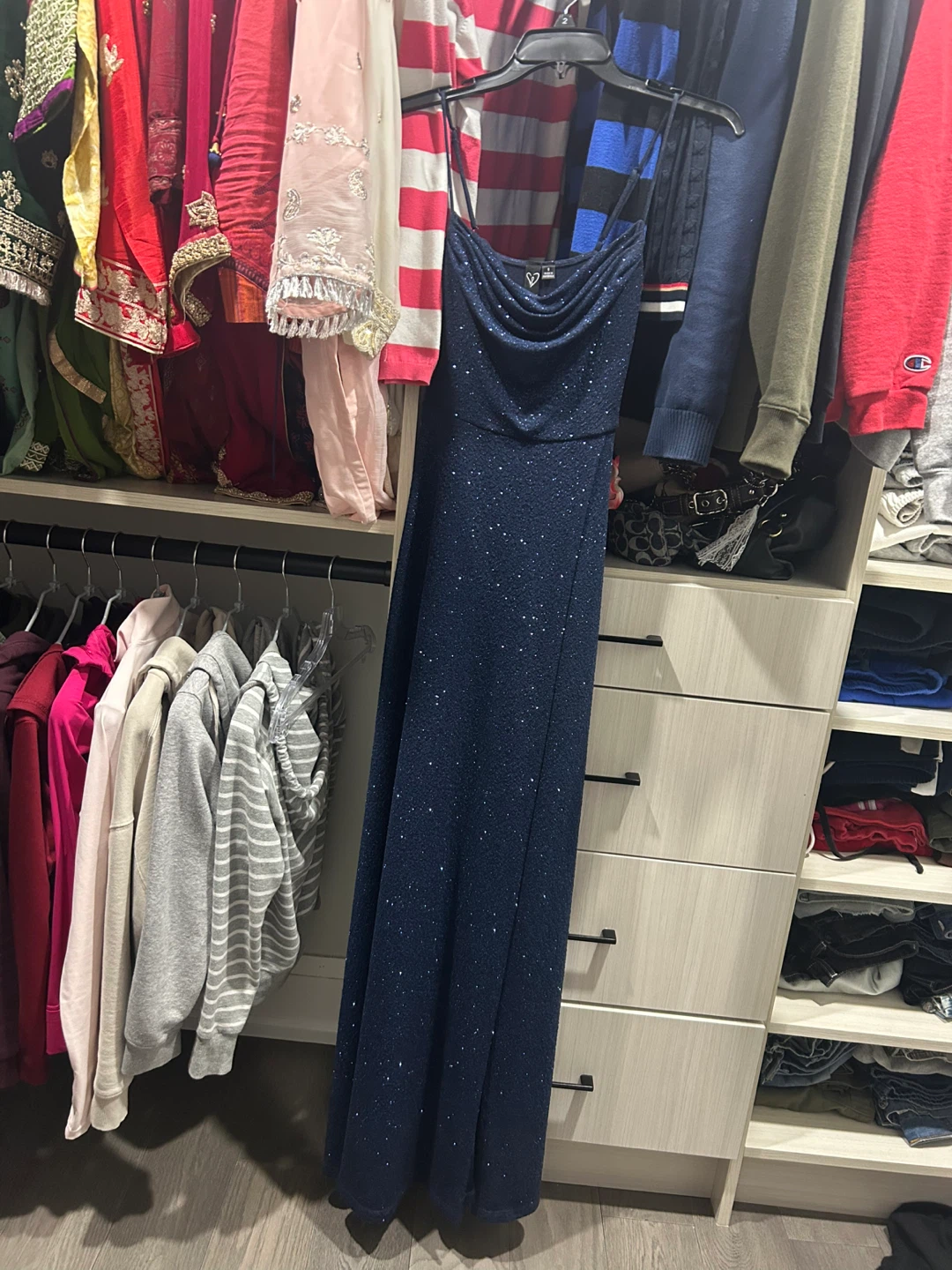 Sparkly Navy Blue Maxi Dress
