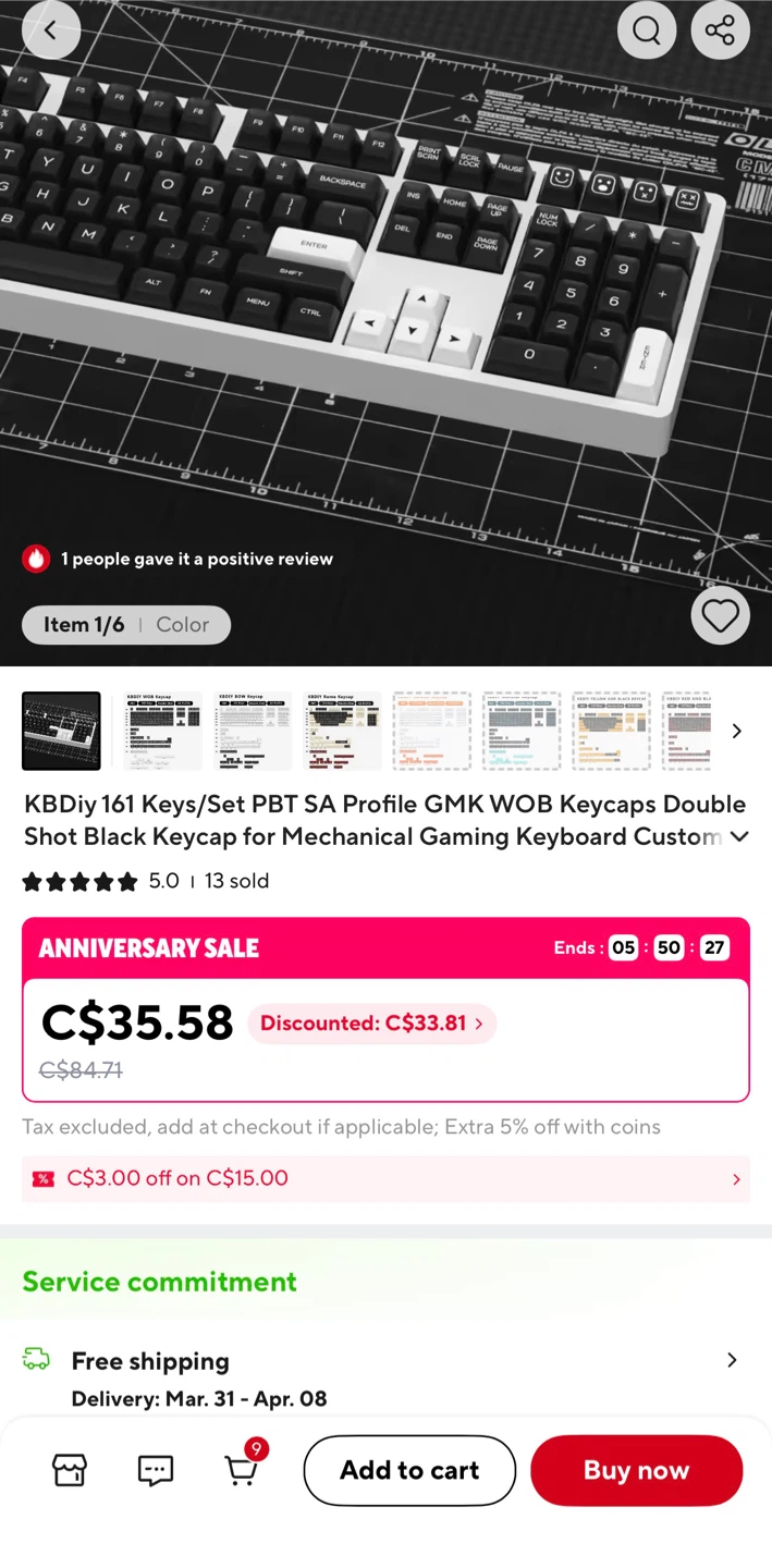 WOB PBT SA Profile Keycap Set