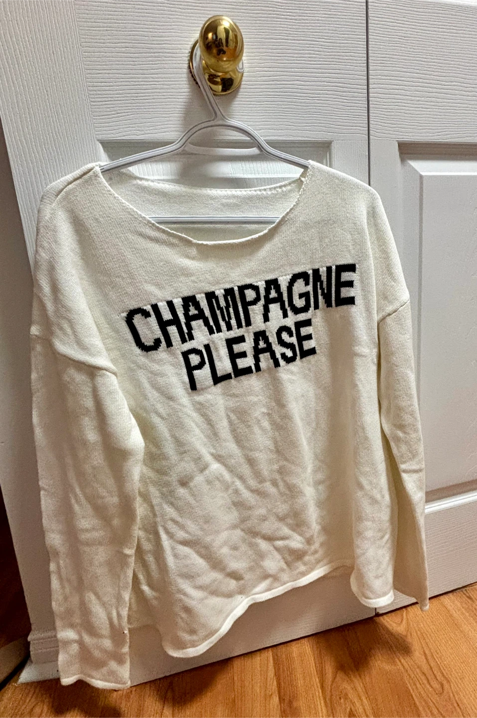 NWT *Champagne Please *White Knit Sweater - Size M 100%Cotton - photo 3