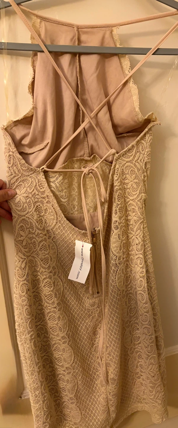 Champagne Lace Halter Dress - photo 4