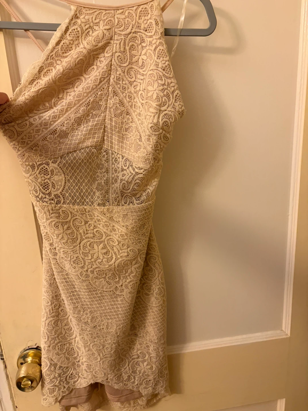 Champagne Lace Halter Dress - photo 3