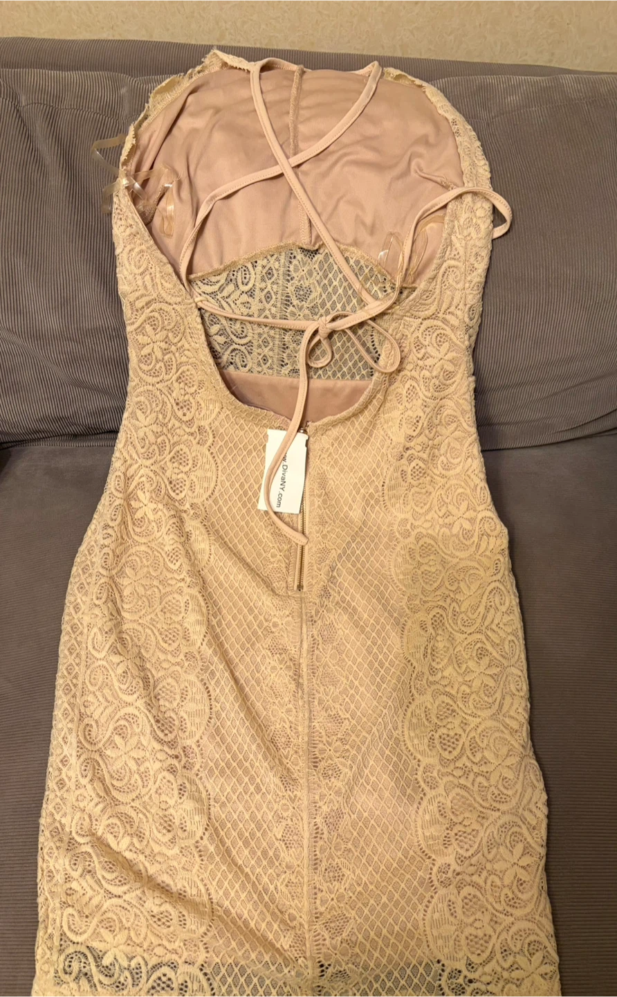 Champagne Lace Halter Dress - photo 2