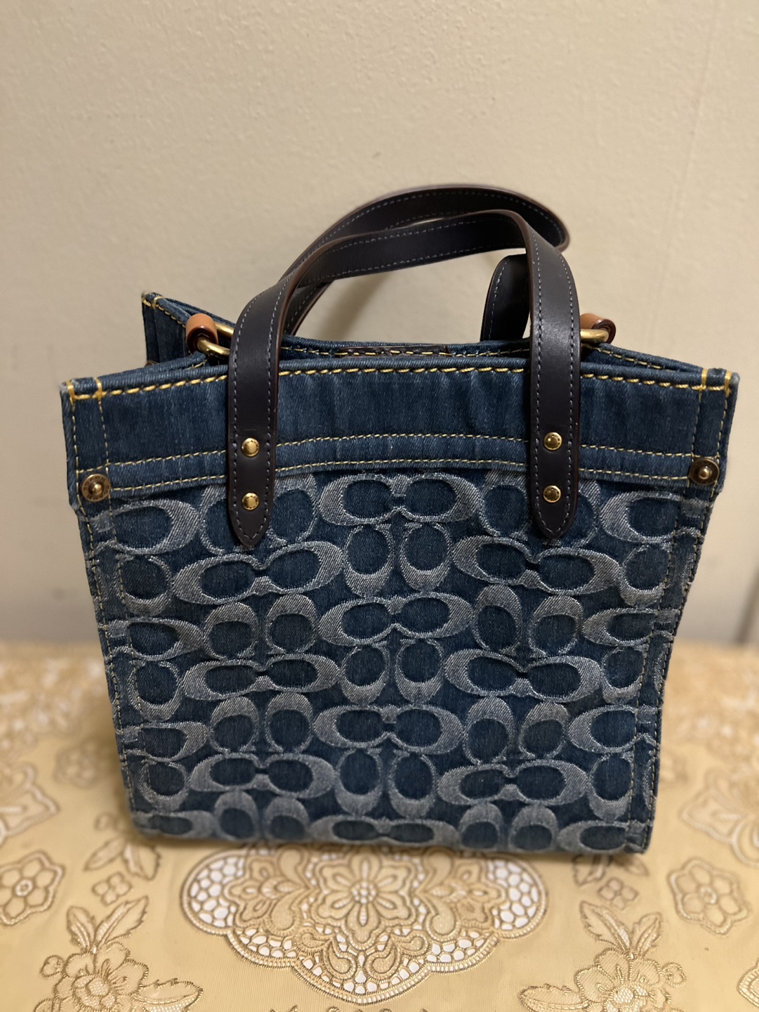 New-Coach Denim Signature Tote Bag