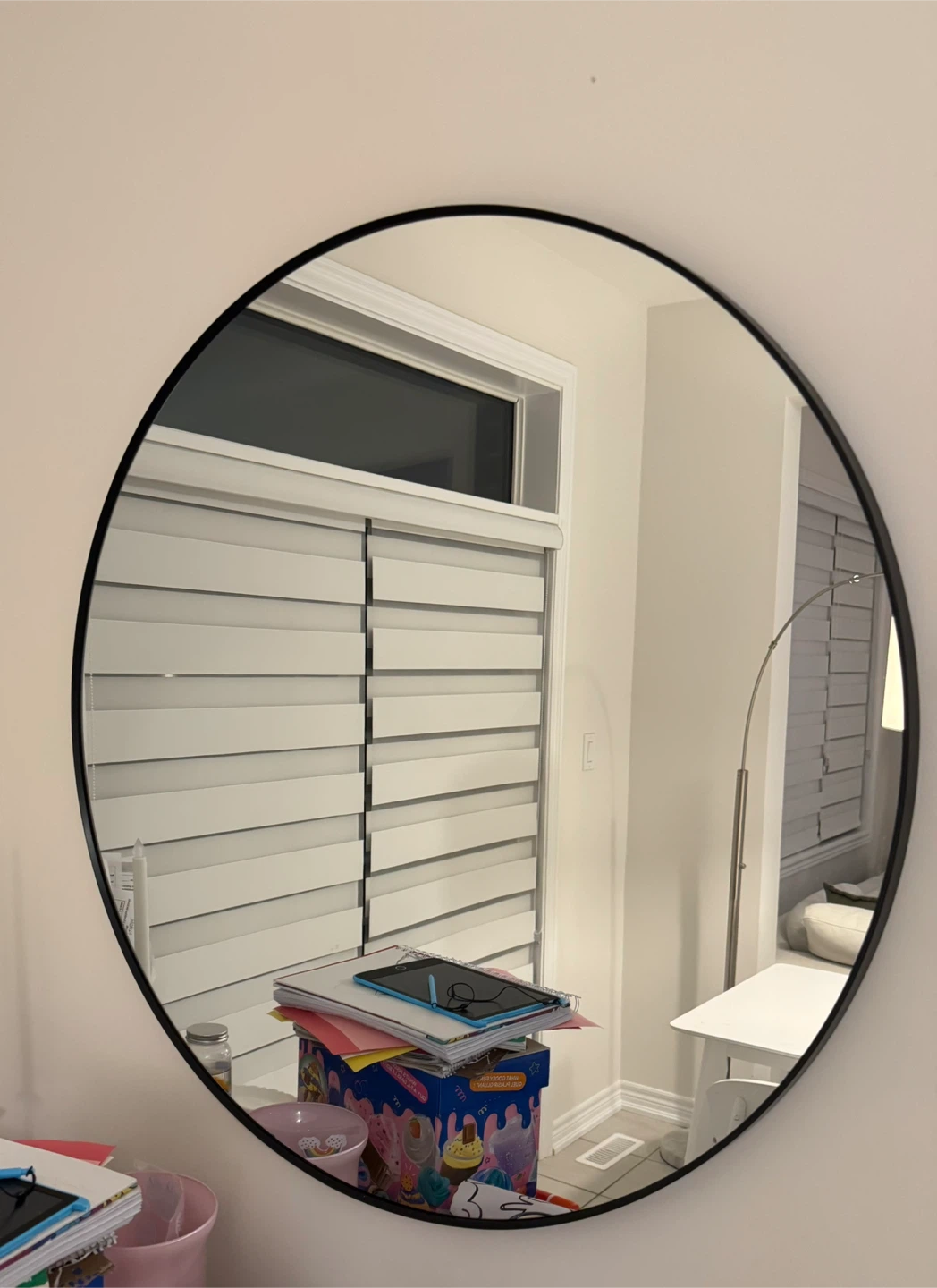 Round Black Framed Wall Mirror