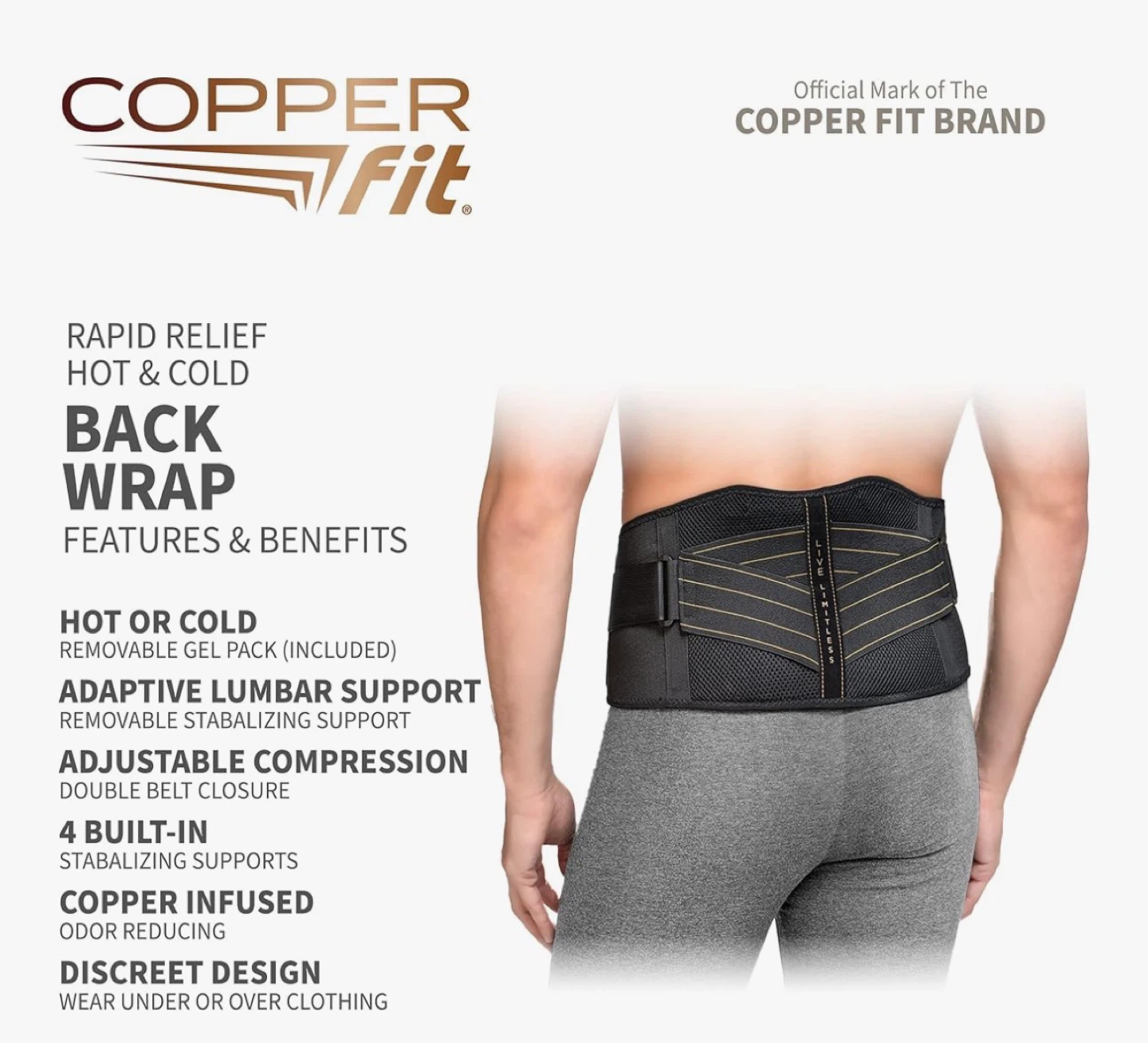 Copper Fit Back Wrap with Hot/Cold Pack