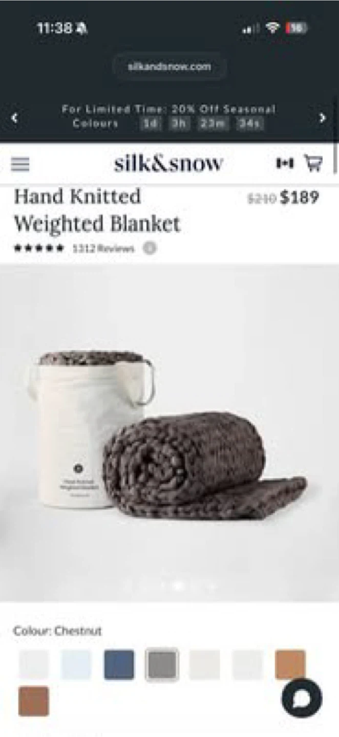 Silk & Snow Hand Knitted Weighted Blanket  - Chestnut - photo 4