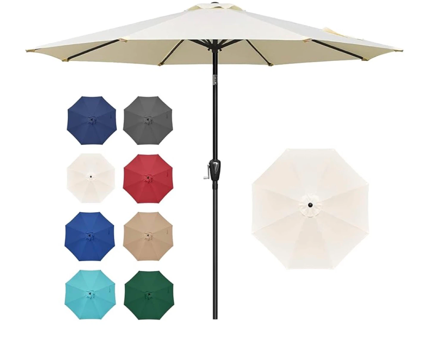 Beige Patio Umbrella 9ft Outdoor Garden Umbrella with Crank