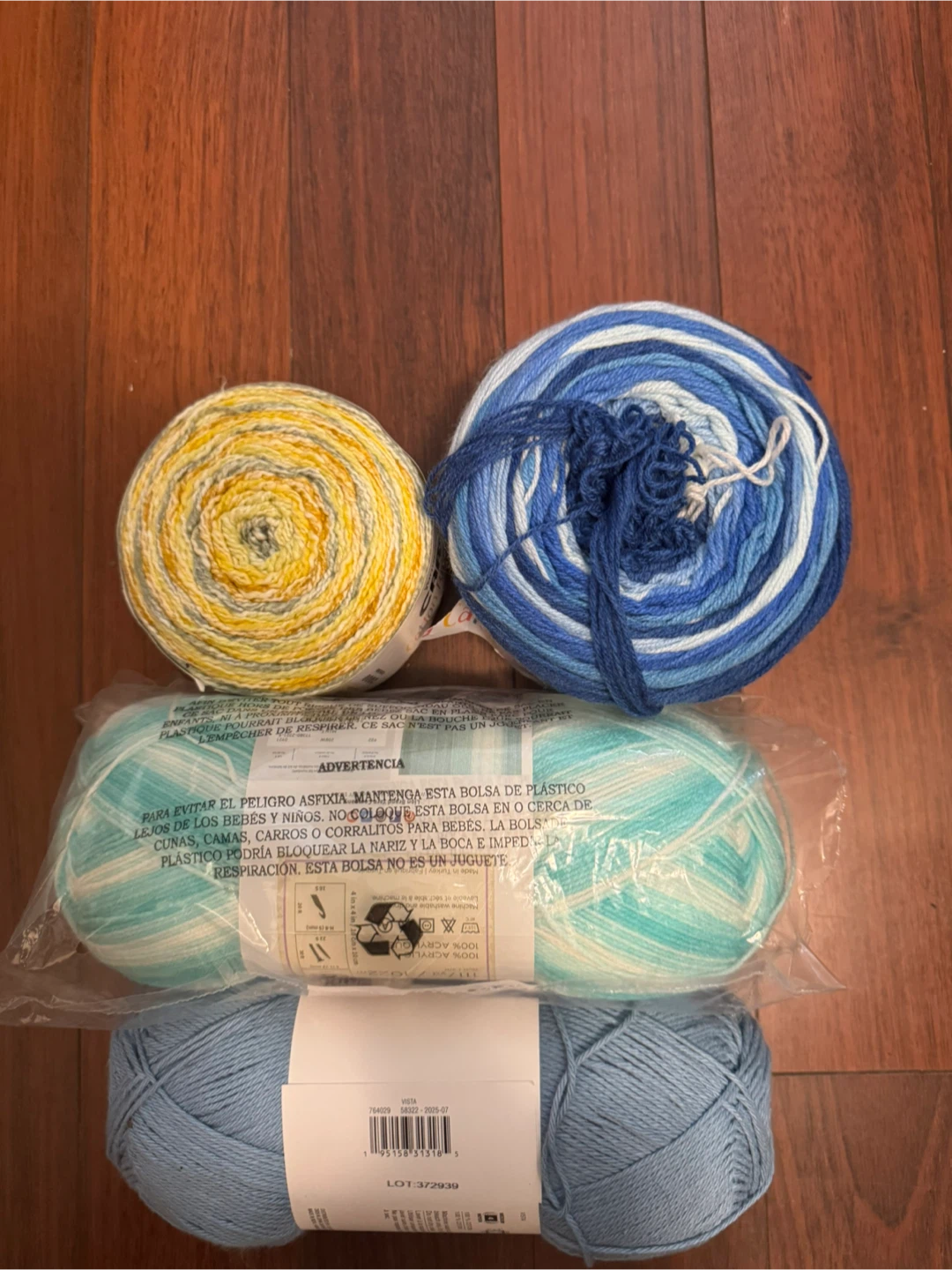 Yarn Bundle - Blue, Teal, Yellow, White
