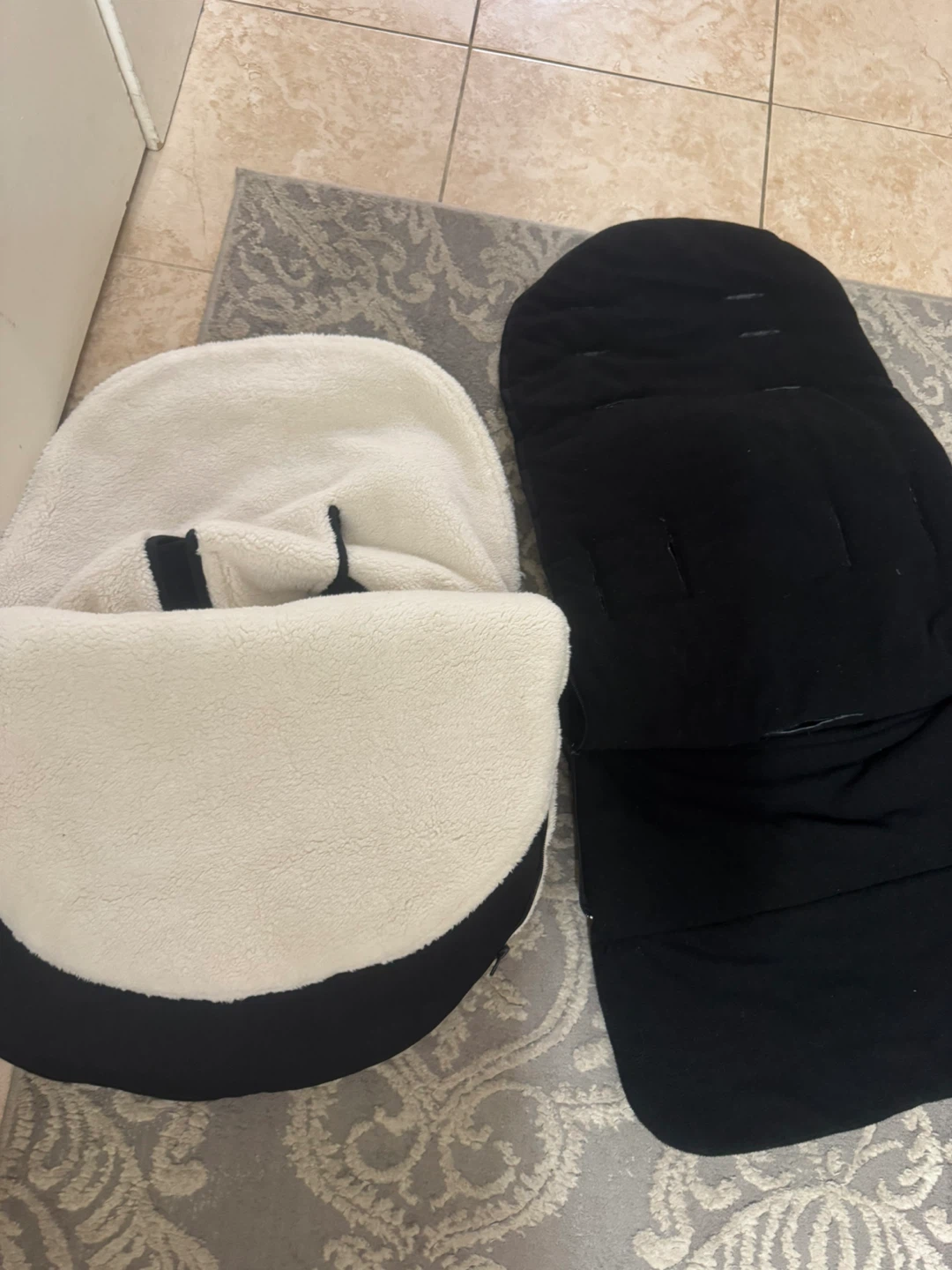 Black and Cream Stroller Footmuff Set