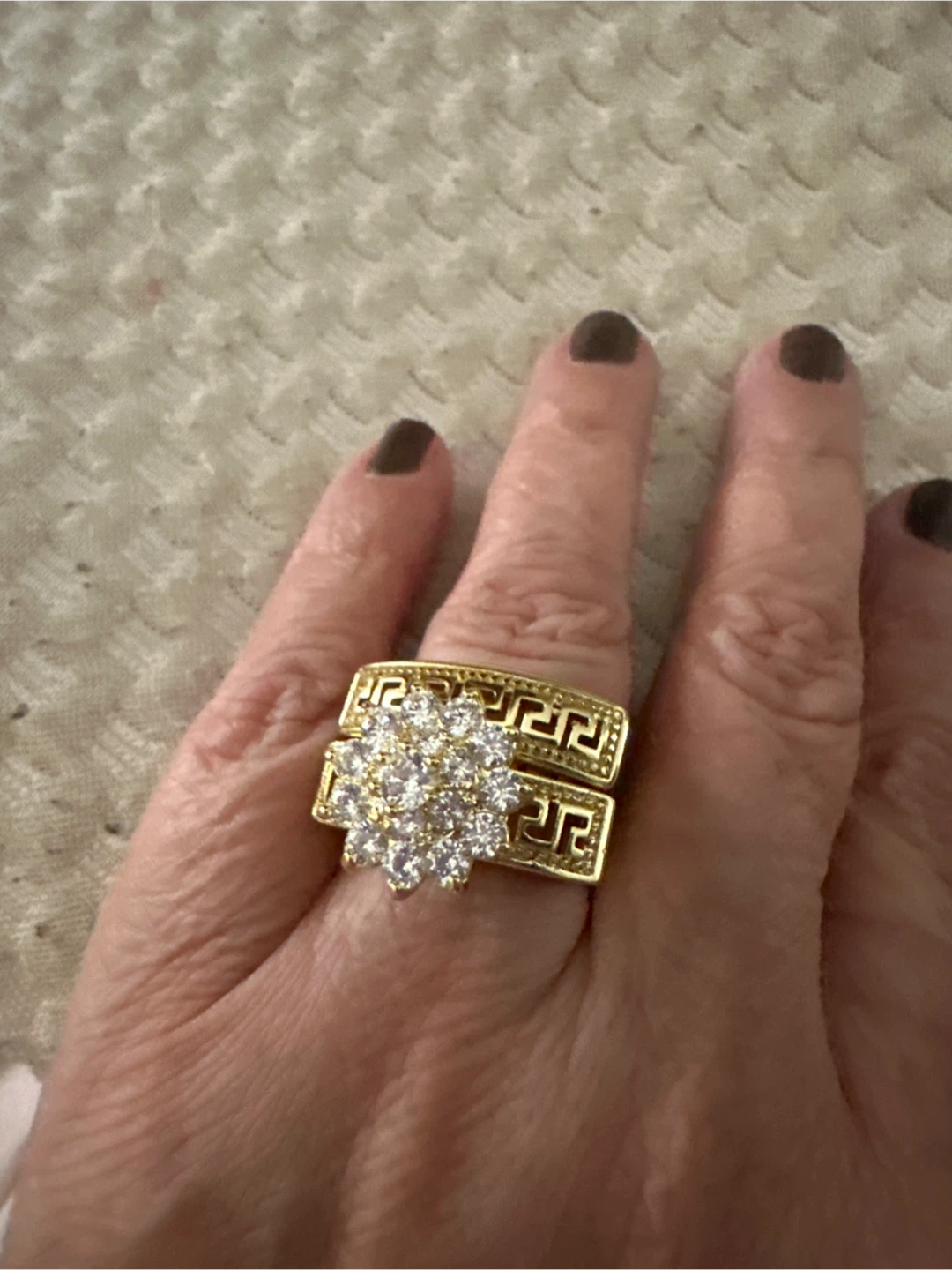 14k gold laminated ring Set Greek Band