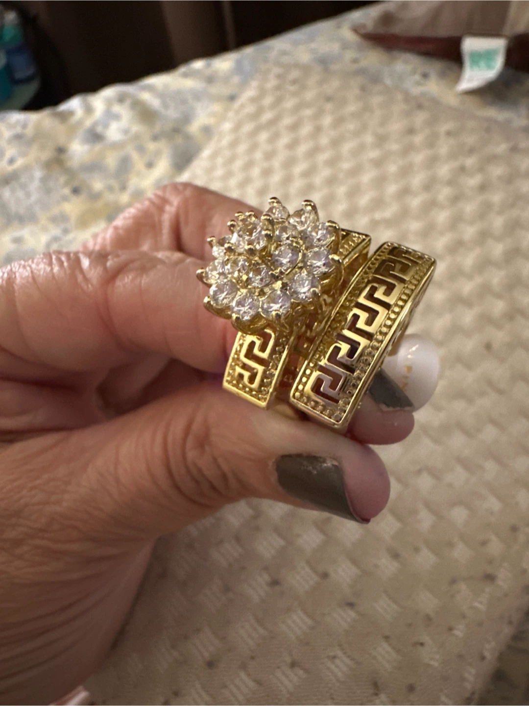 14k gold laminated ring Set Greek Band - photo 4