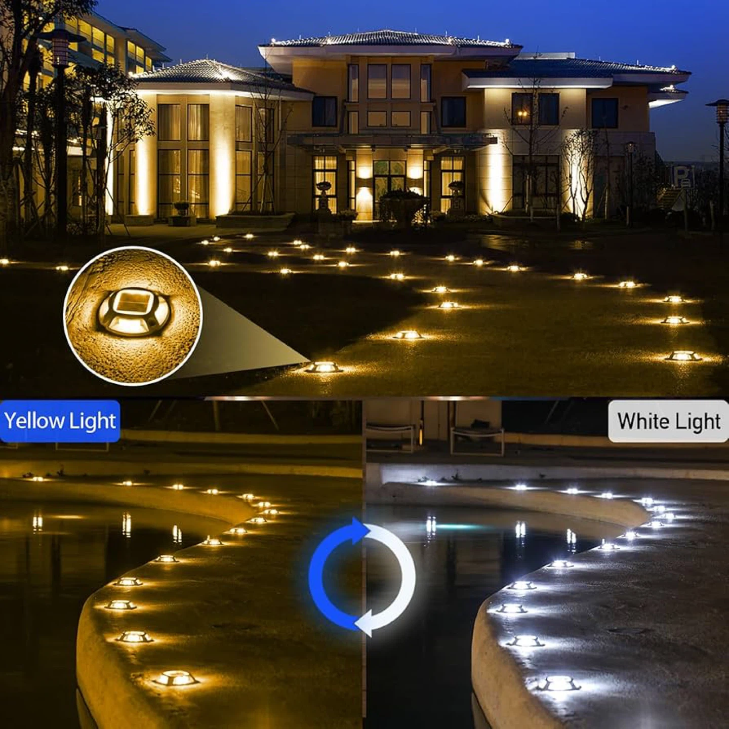 12 Pack Solar Deck Lights, 2 Colors in 1 Warm+Cool White - photo 2