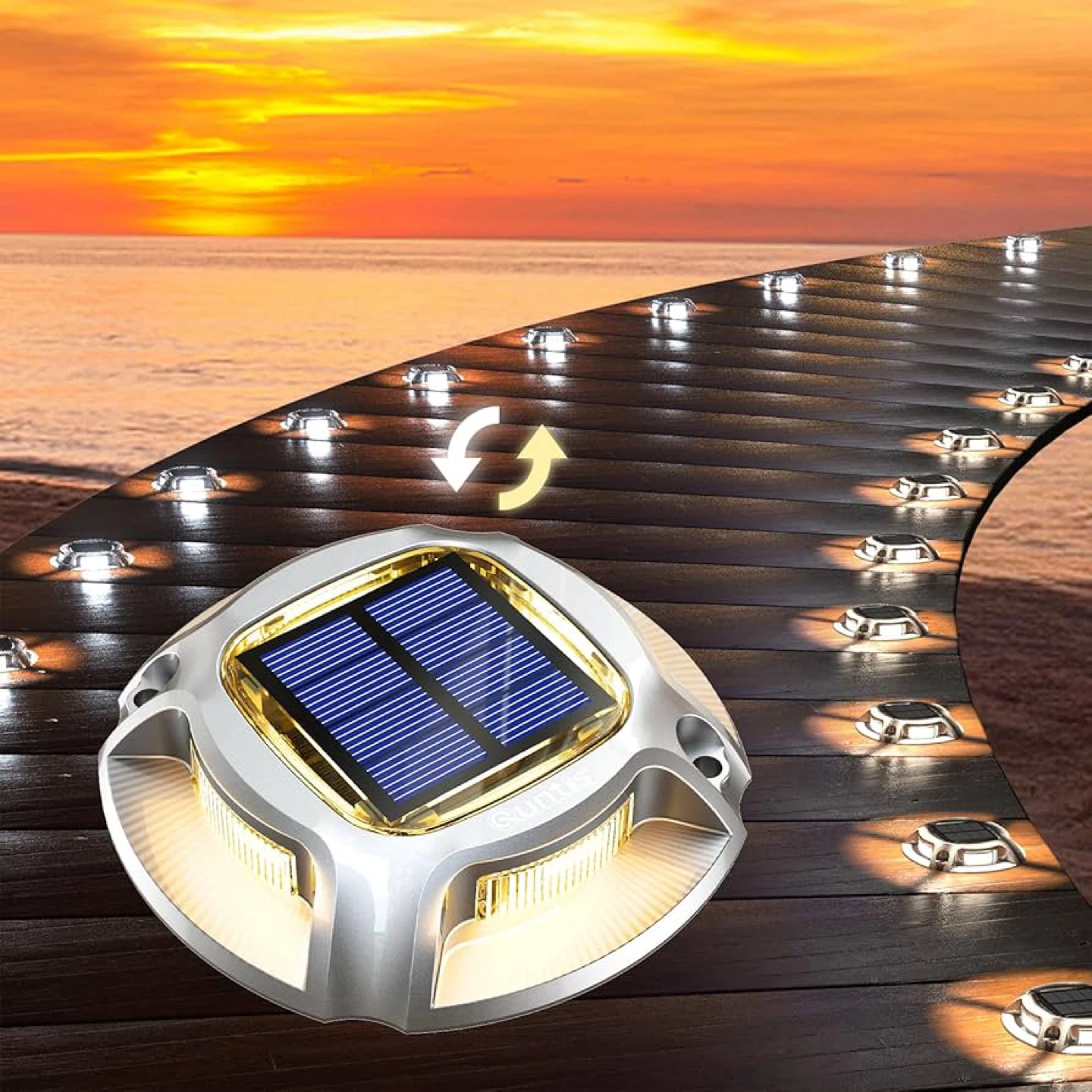12 Pack Solar Deck Lights, 2 Colors in 1 Warm+Cool White