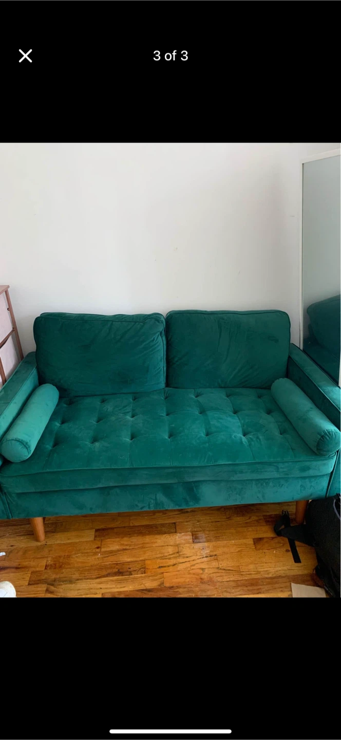 Emerald Green Velvet Tufted Sofa