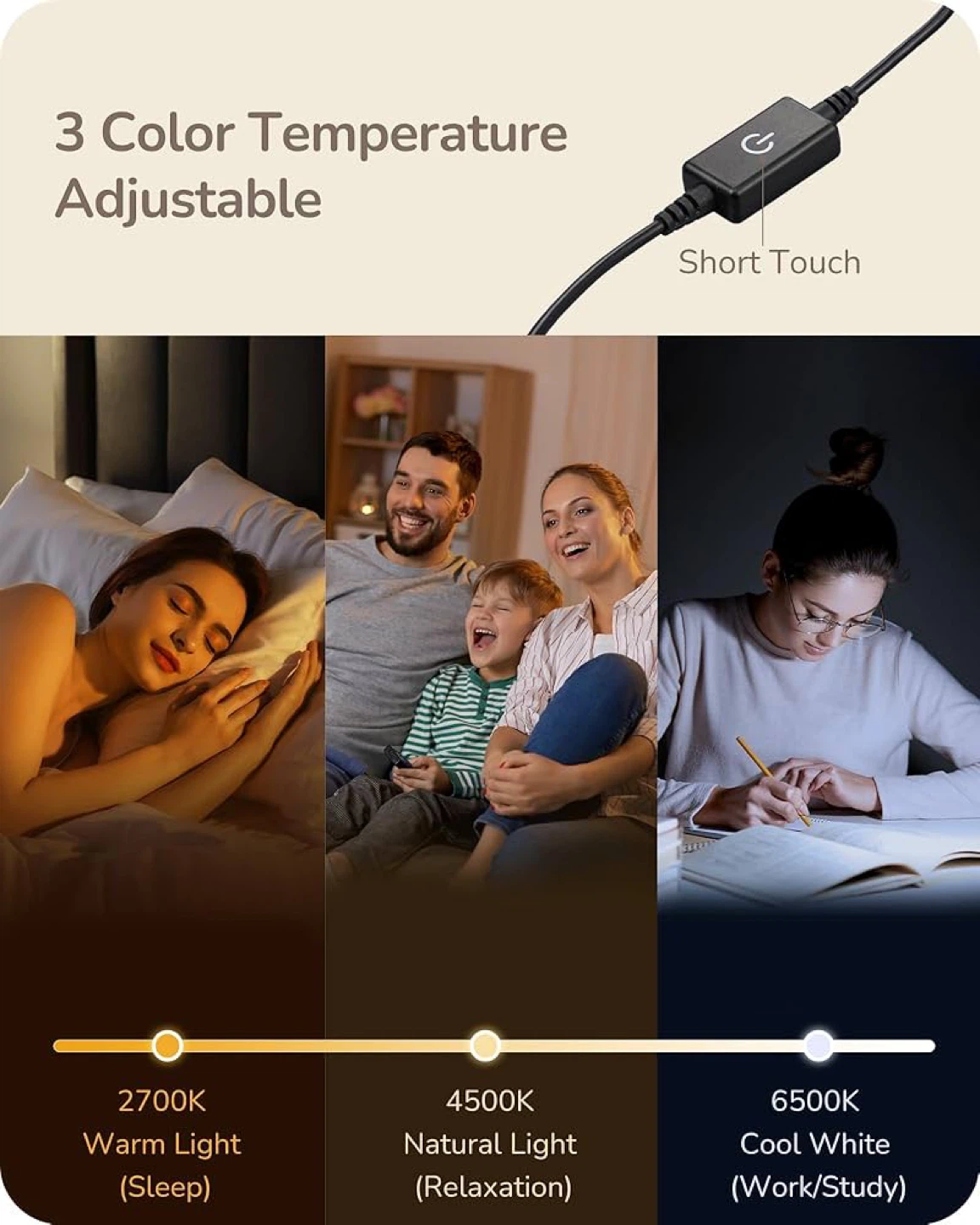 Minimalist Bedside Lamp with 3 Dimmable Color Temperature - photo 4