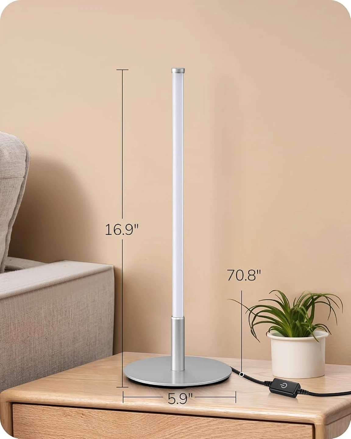 Minimalist Bedside Lamp with 3 Dimmable Color Temperature - photo 2
