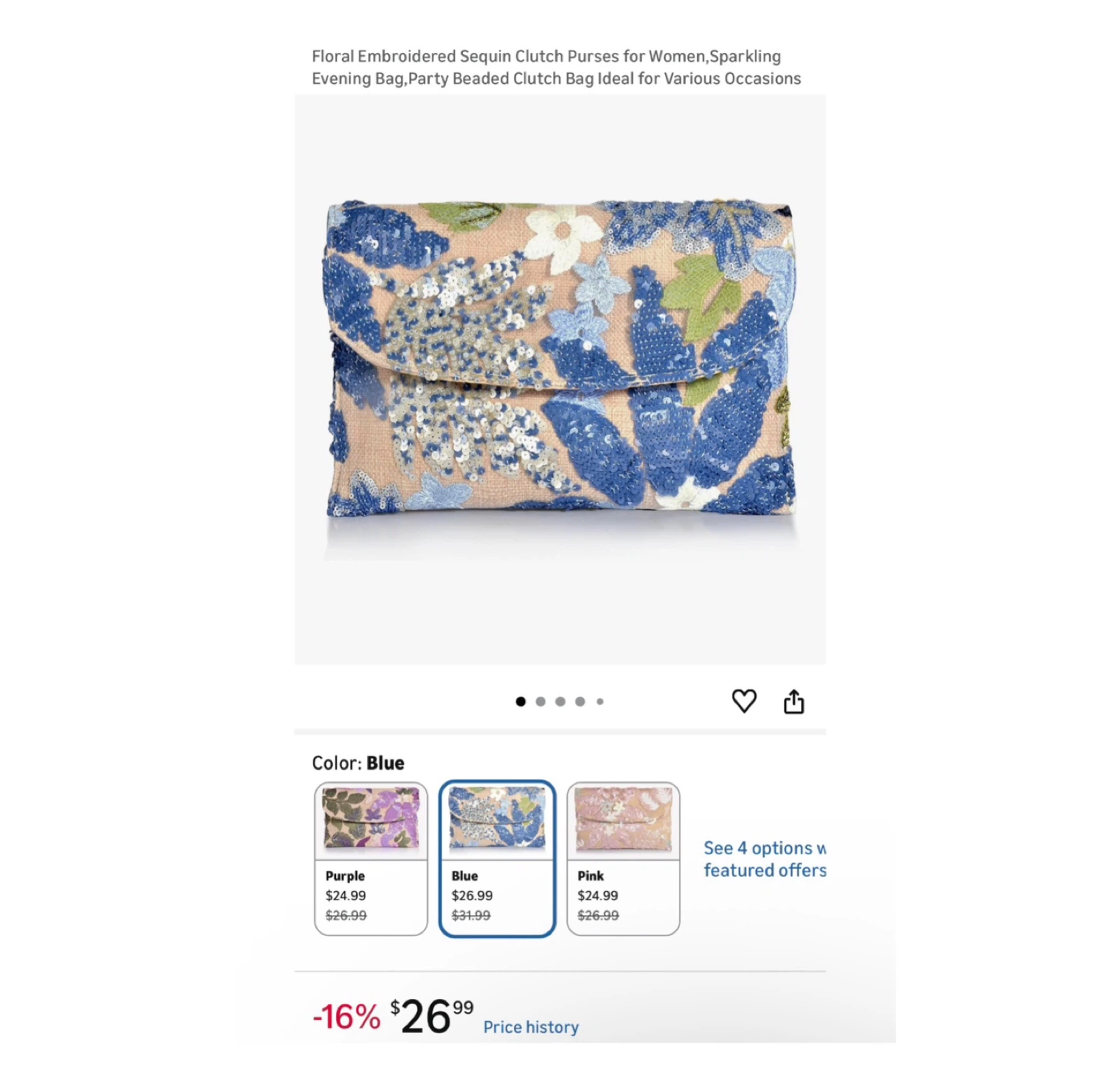 Brand new Floral Embroidered Sequin Clutch Purses