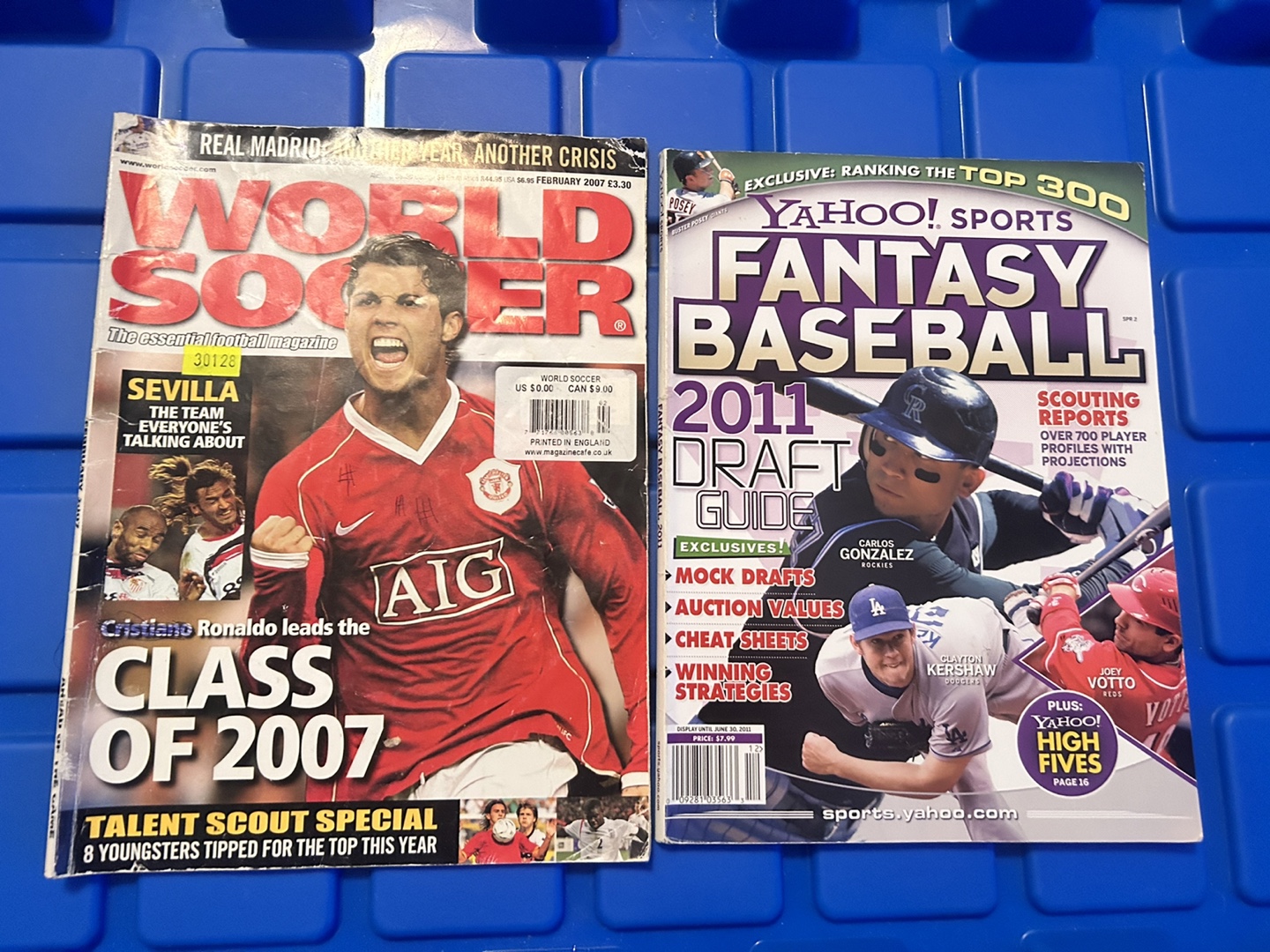 Soccer and baseball magazines