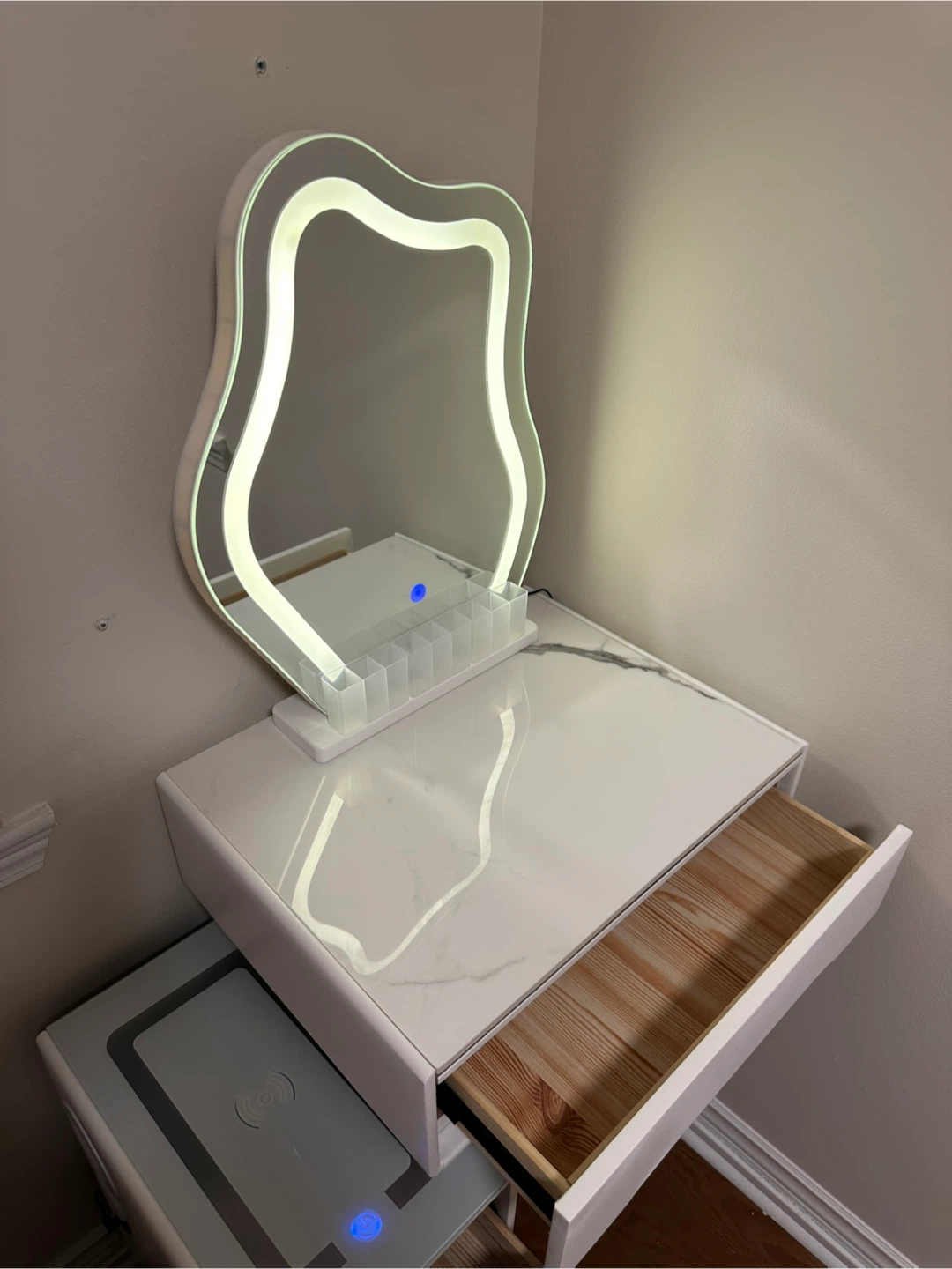 Vanity Desk with Lighted Mirror and Wireless Charger - photo 3