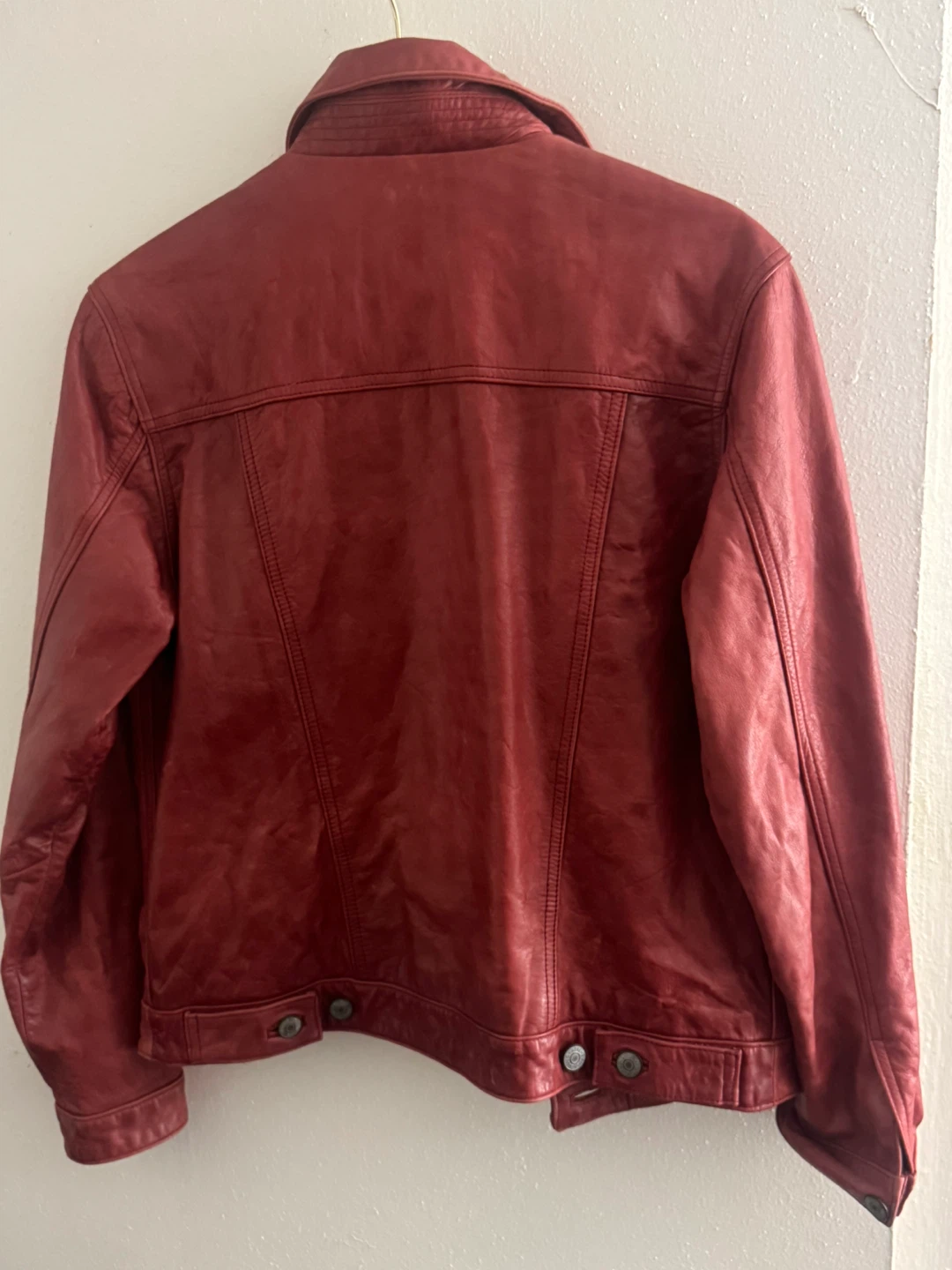 Red Leather Trucker Jacket - photo 2