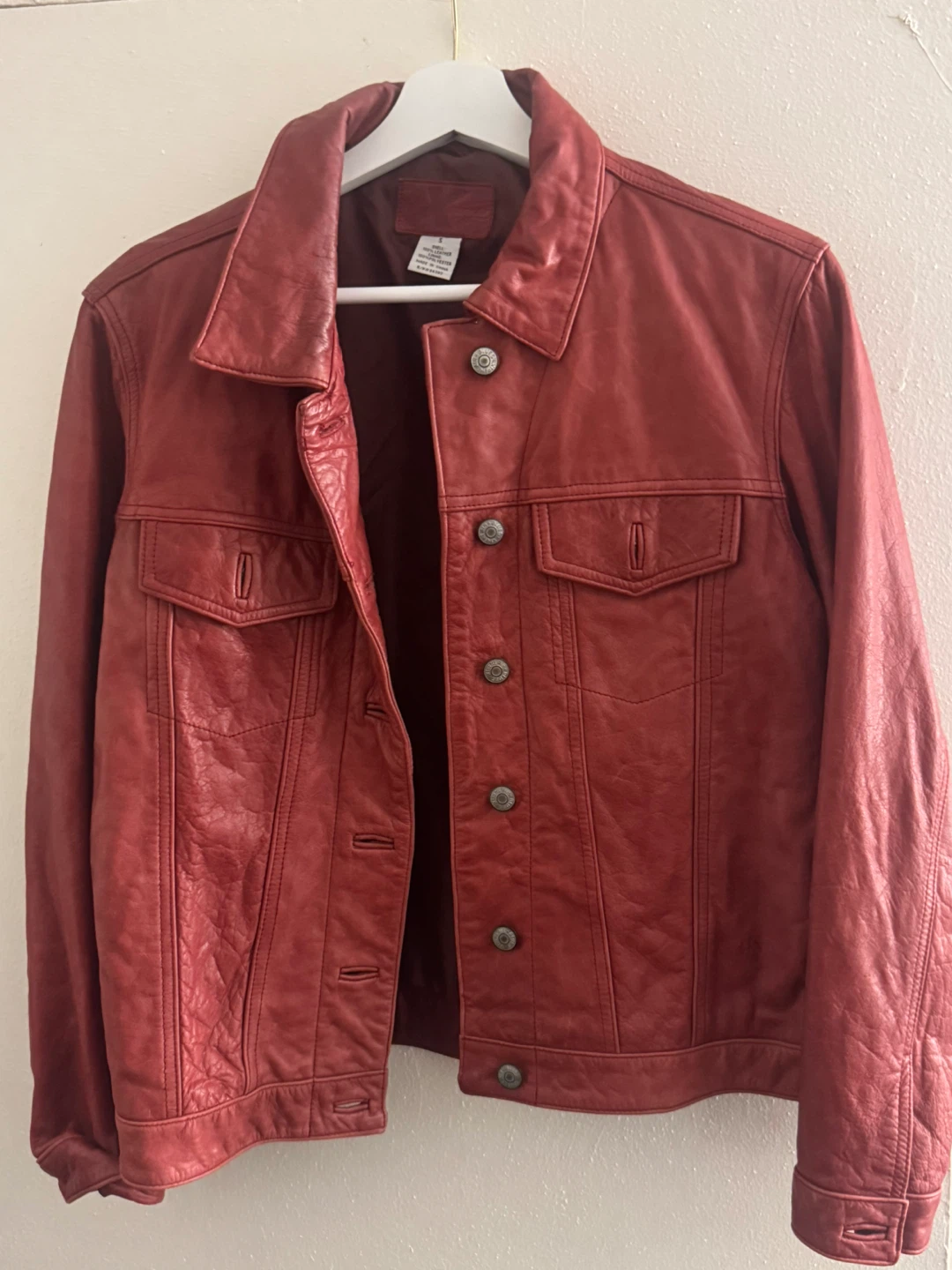 Red Leather Trucker Jacket