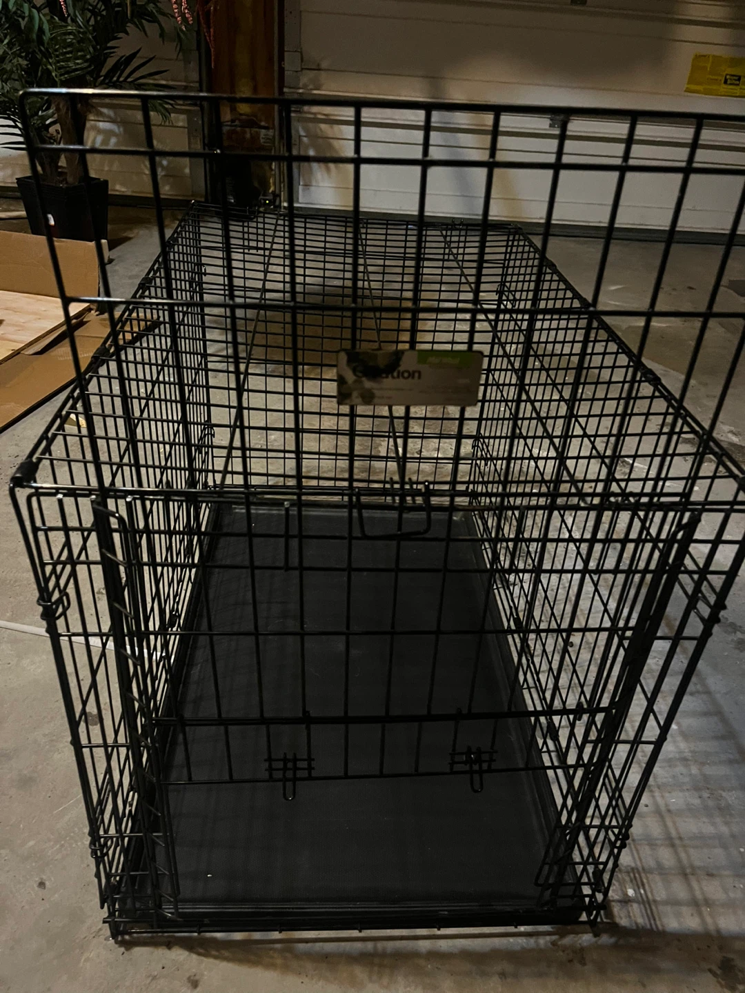 Black Metal Dog Crate with Tray - photo 2