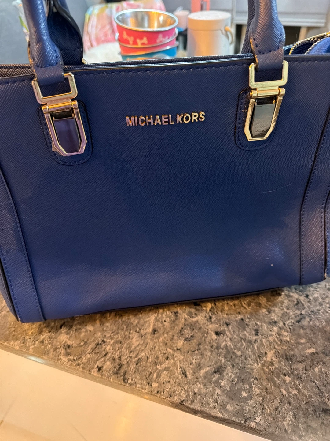 Michael Kors Blue Leather Satchel Handbag
