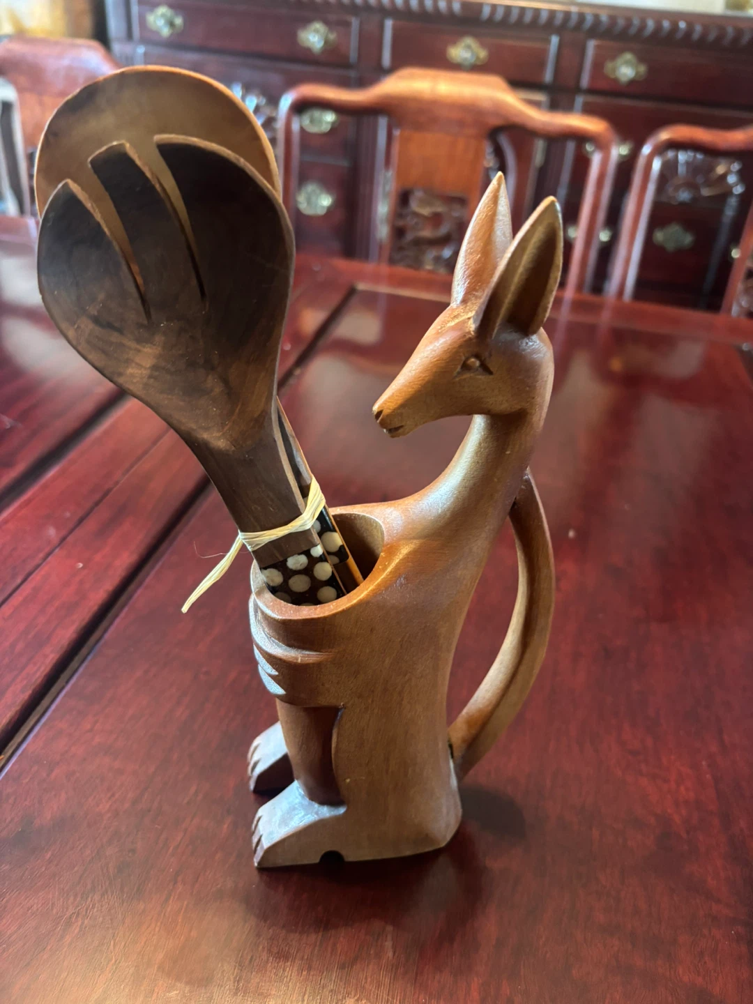 Wooden Kangaroo Salad Servers with Holder - photo 2