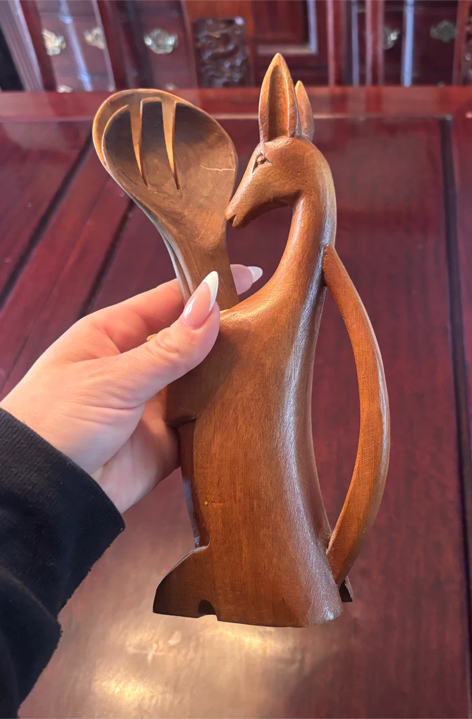 Wooden Kangaroo Salad Servers with Holder - photo 5