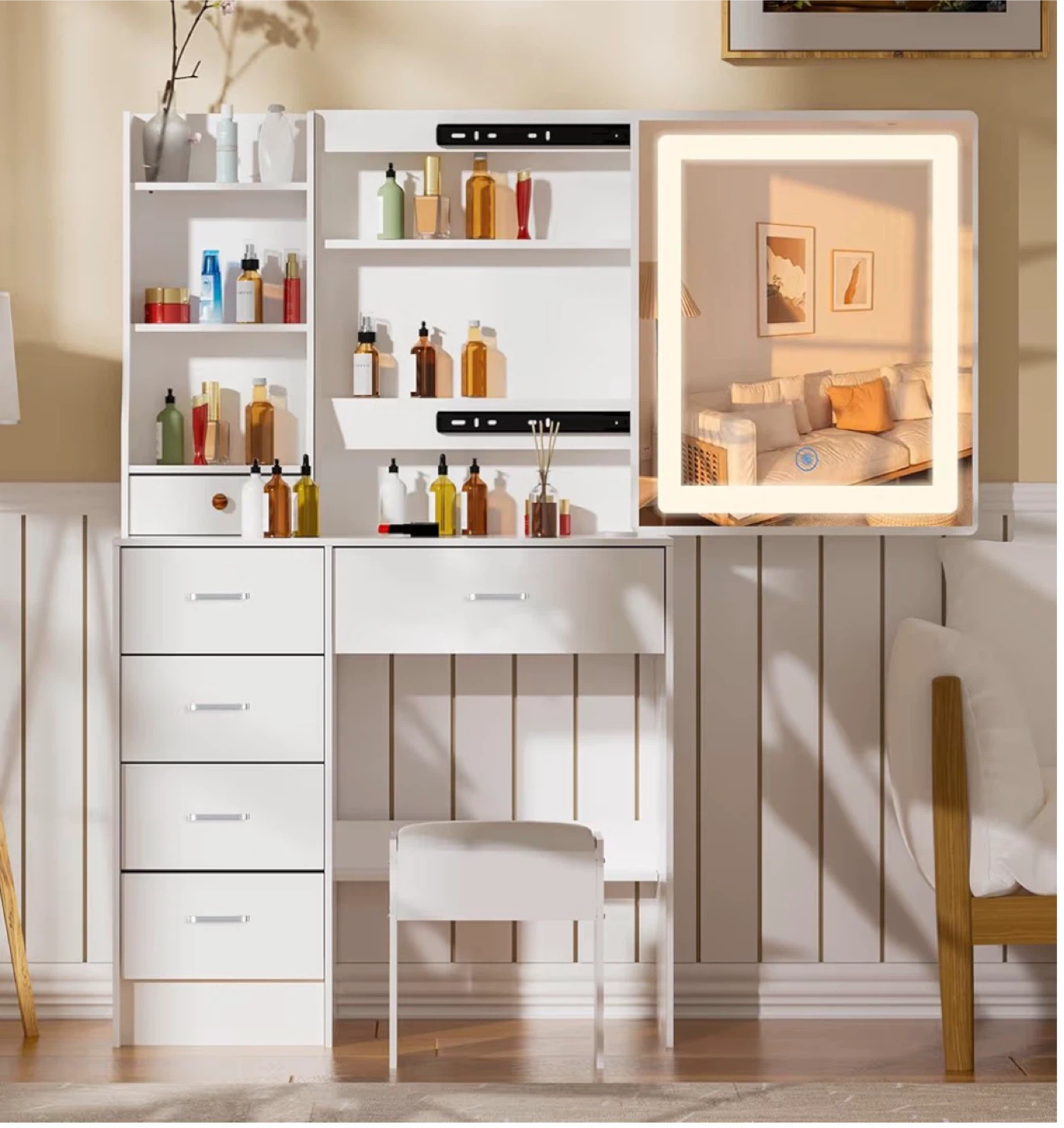 White Vanity Dressing Table with LED Mirror