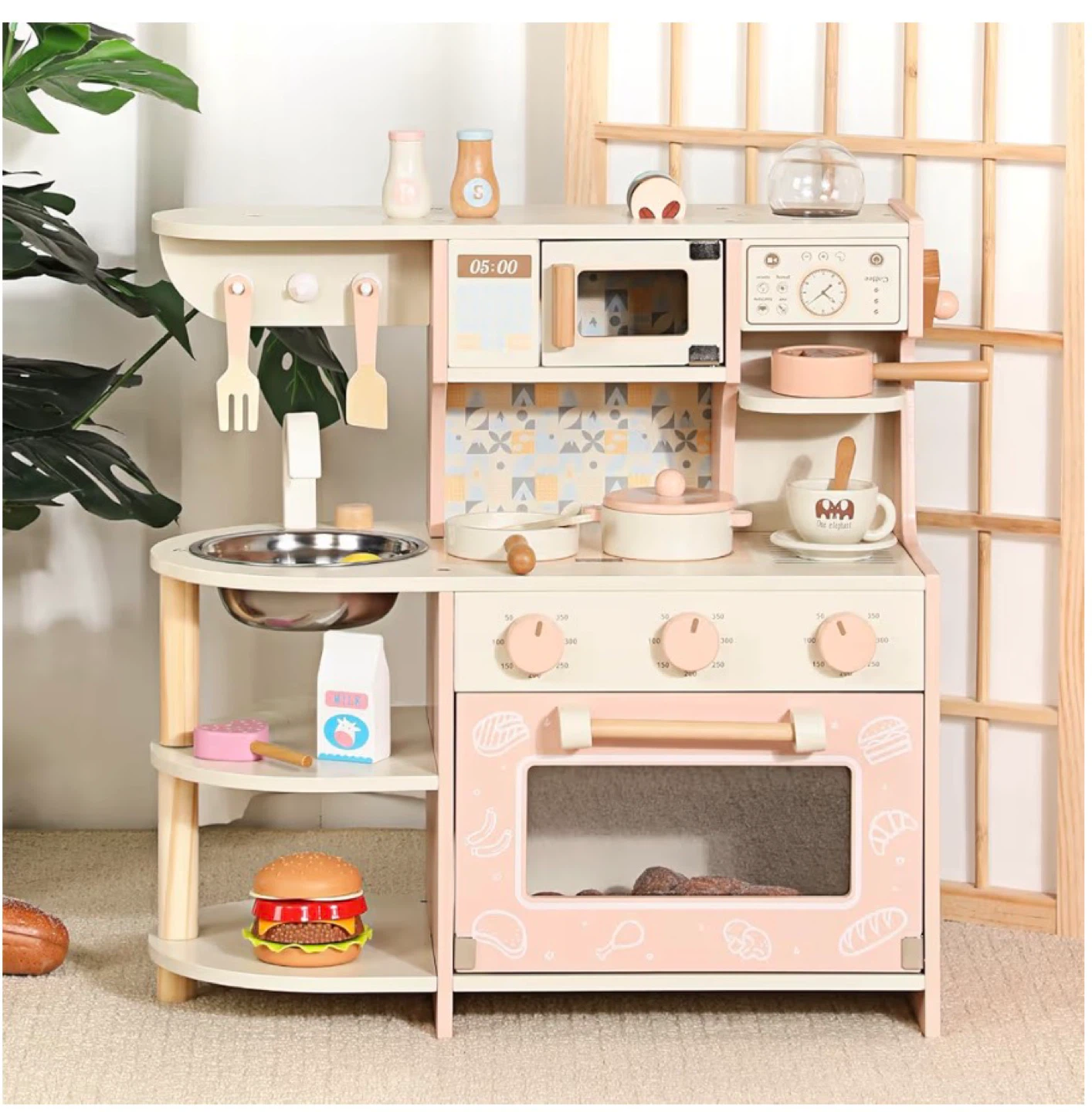 Wooden Toy Coffee Machine Kitchen Playset