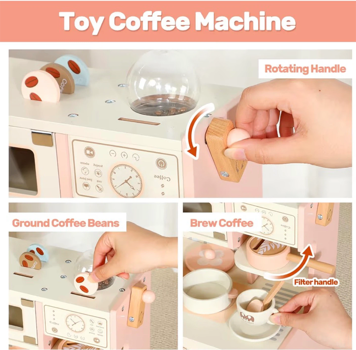Wooden Toy Coffee Machine Kitchen Playset - photo 3