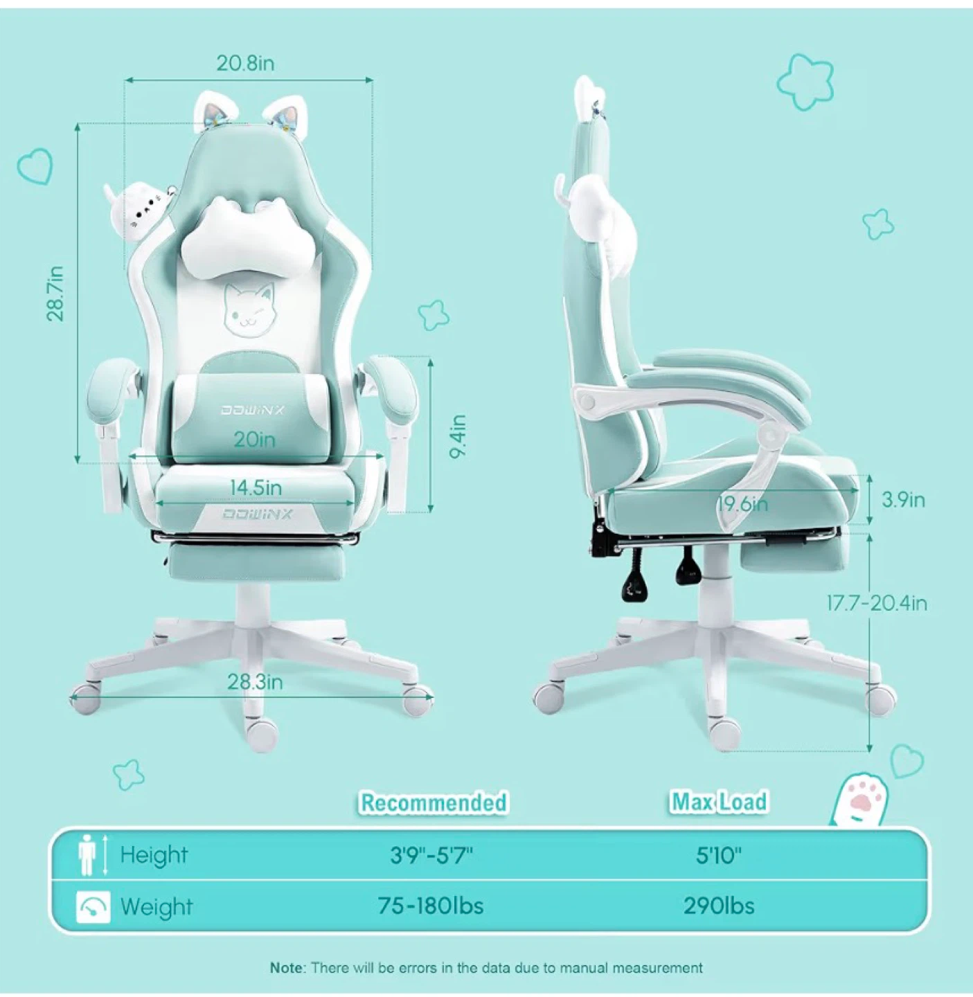 DOWINX Cat Gaming Chair - Blue - photo 2