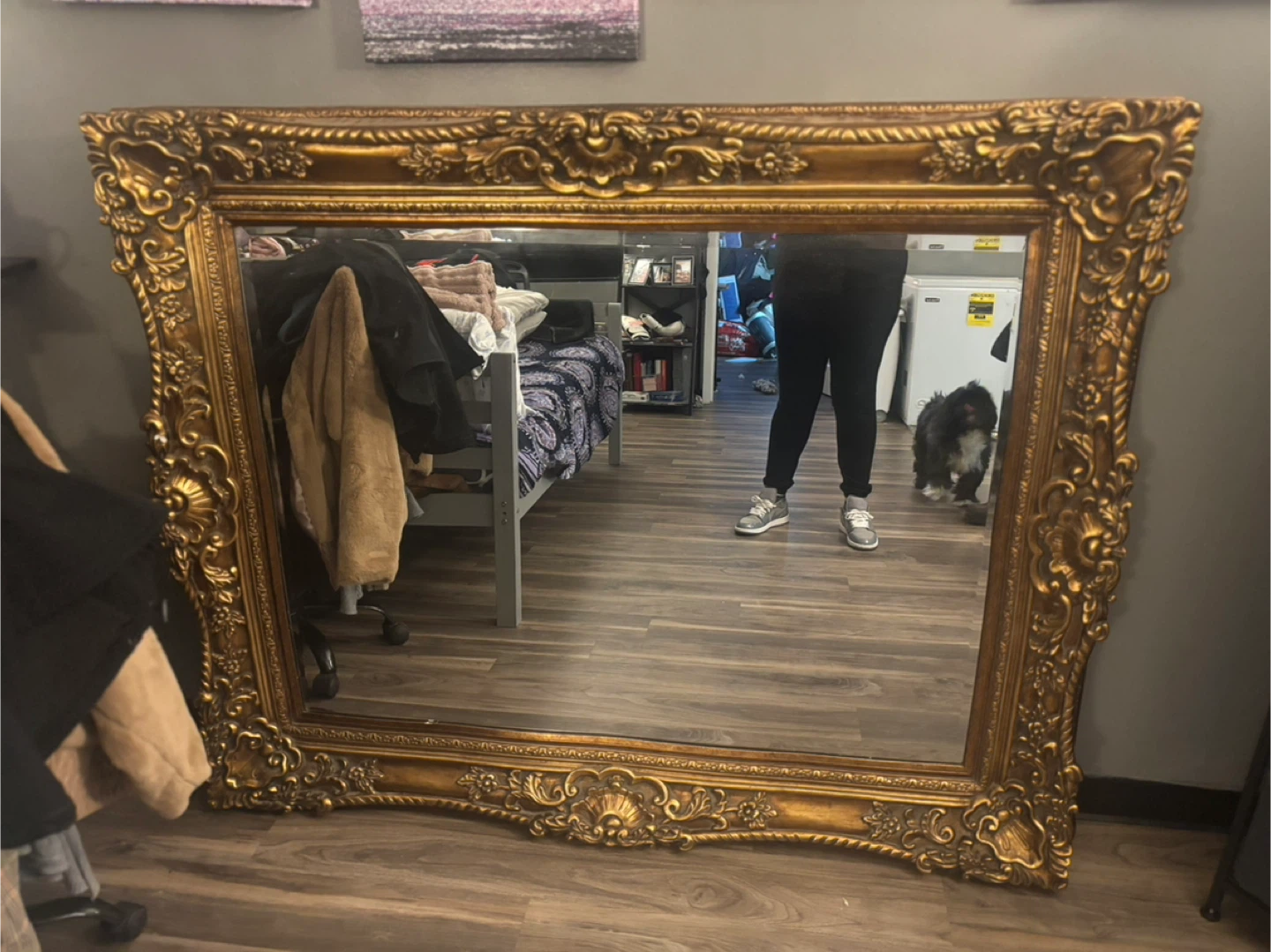 Large Ornate Gold  Antique Mirror - photo 3