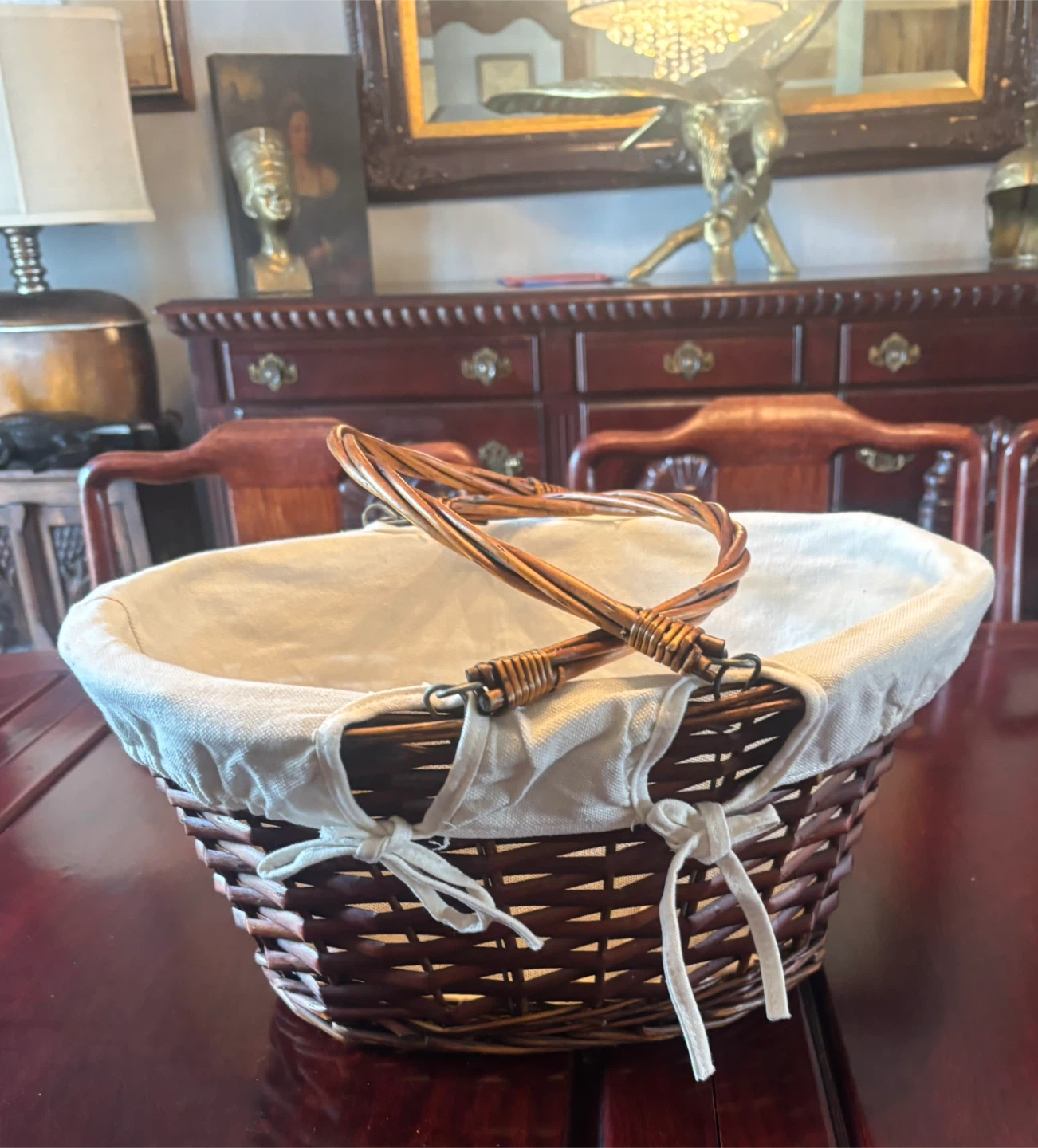 Wicker Basket with Linen Liner - photo 4