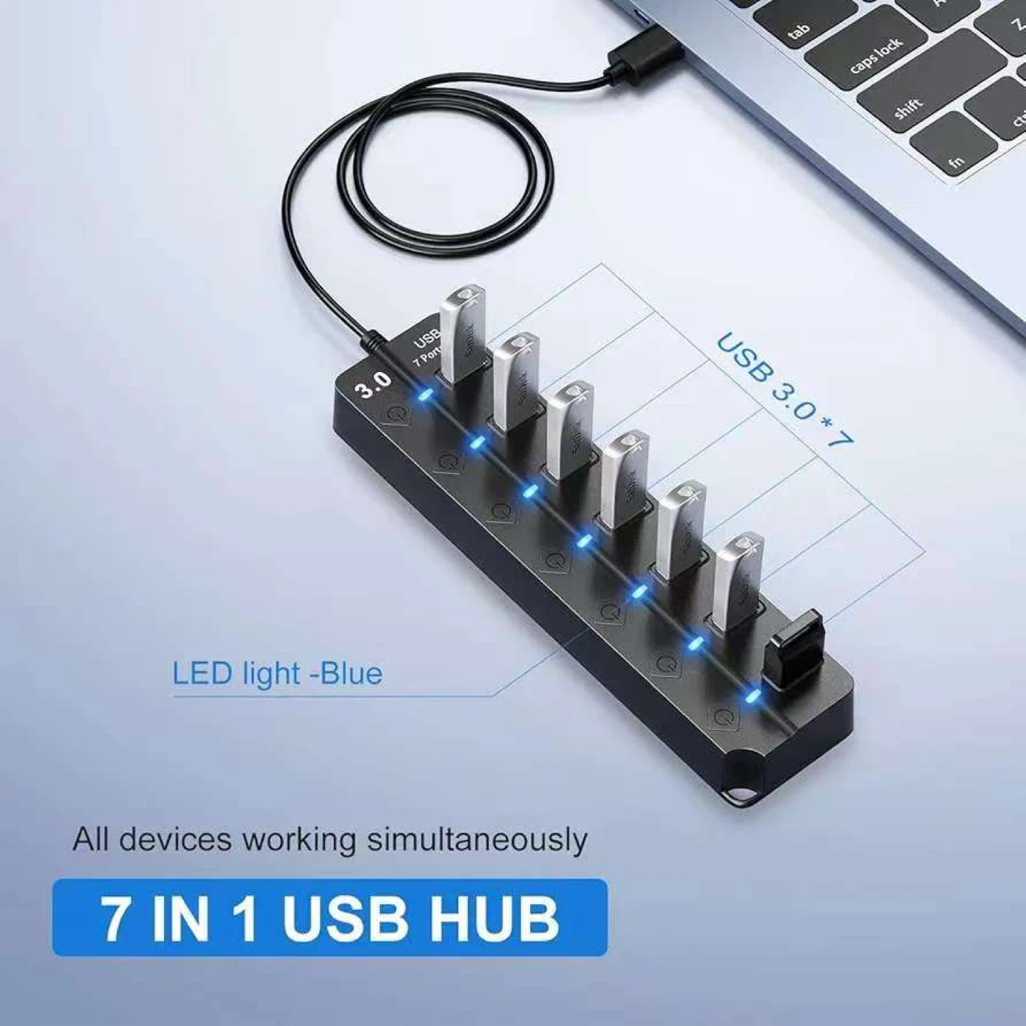 USB 3.0 7-Port Hub with Individual Switches - photo 2