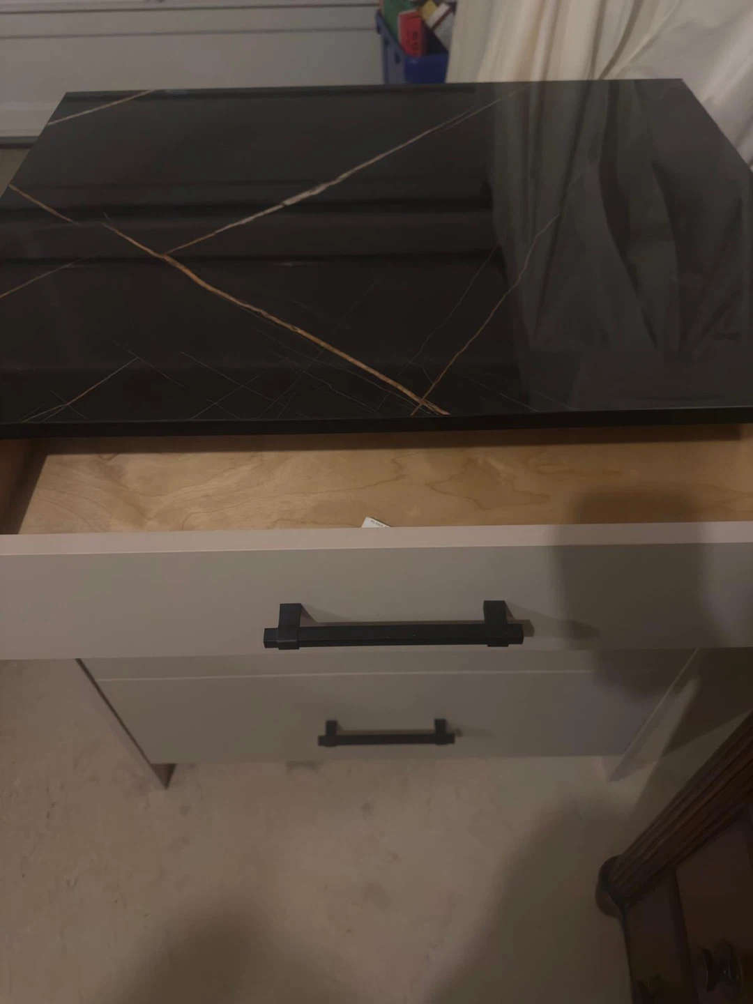 3-Drawer Nightstand with Black Marble Top - photo 3