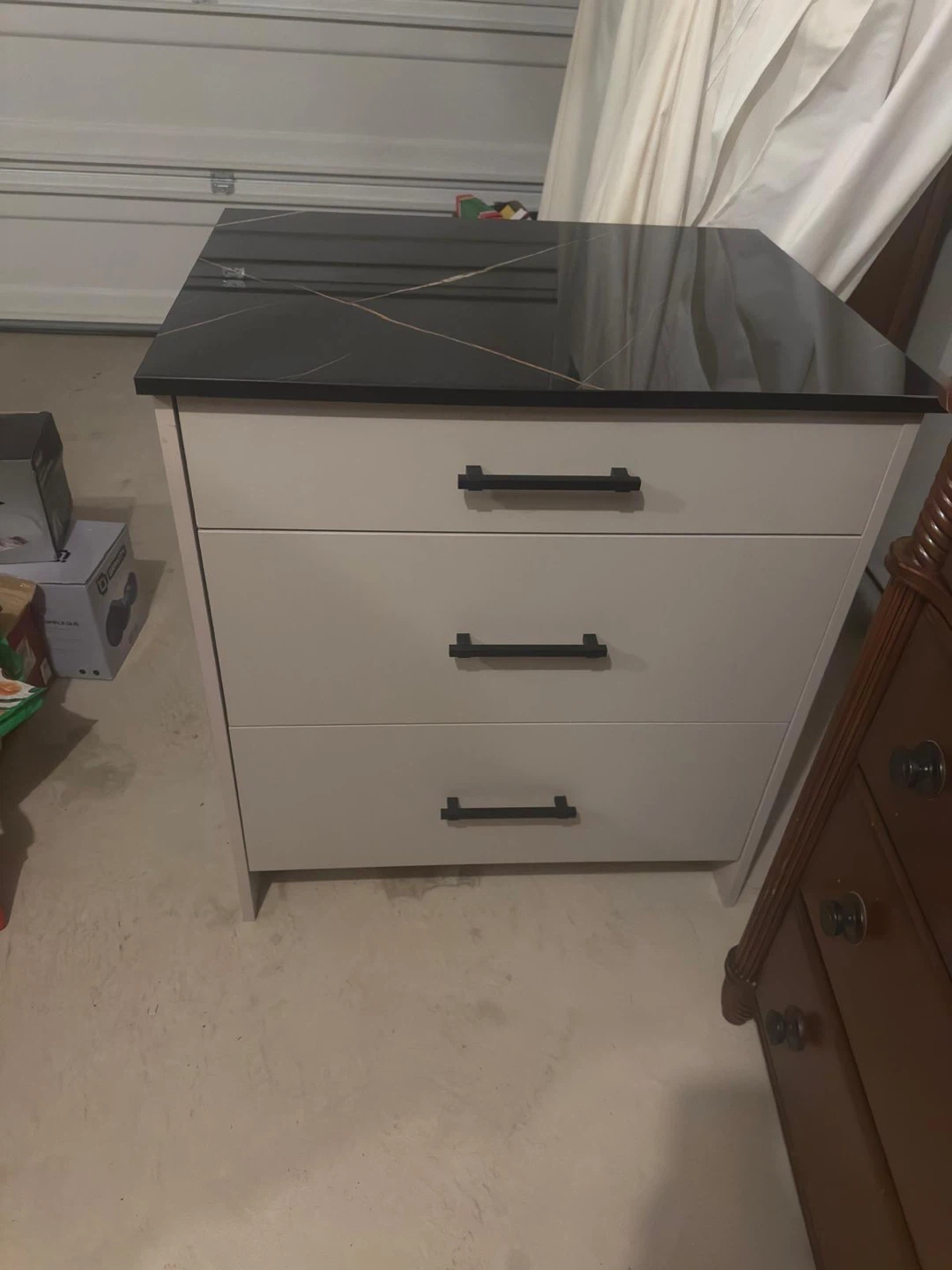 3-Drawer Nightstand with Black Marble Top - photo 4
